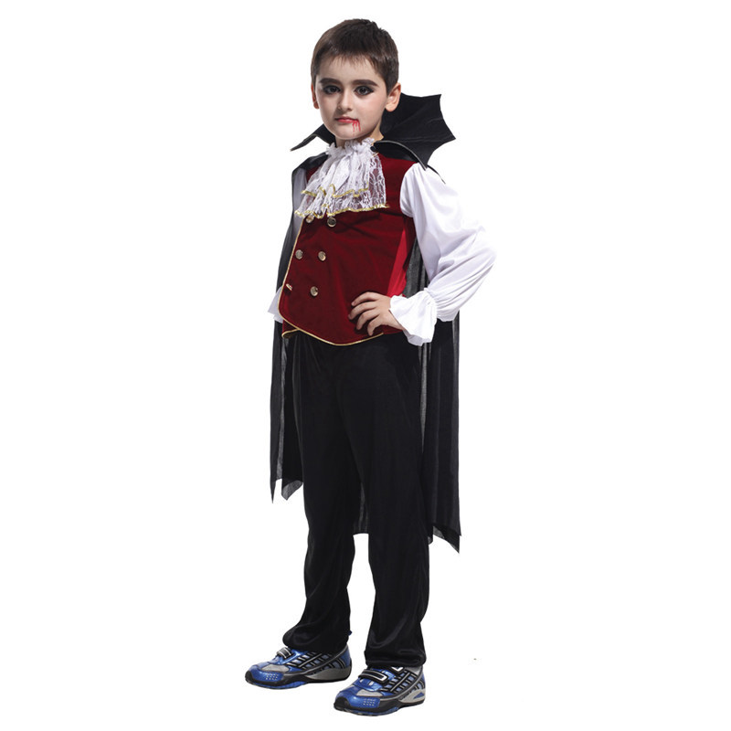 (110~120CM) Kinderkostüm Dracula Halloween Vampire Cape Devil Cloak Kids Fancy Dress Costume