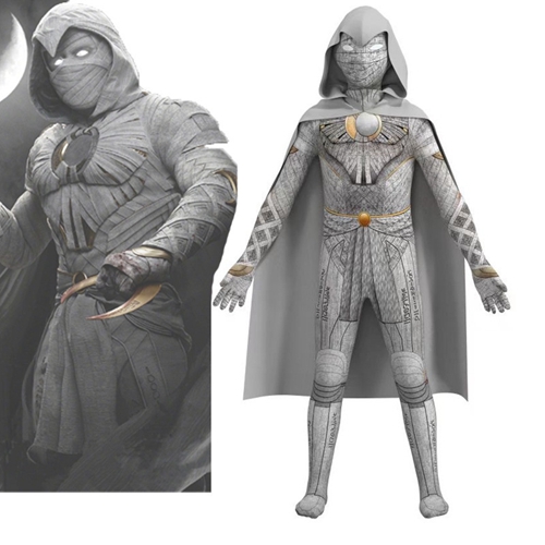 Childrens Moon Knight Costume with Cloak Halloween Marc Spector Moon Knight Bodysuit