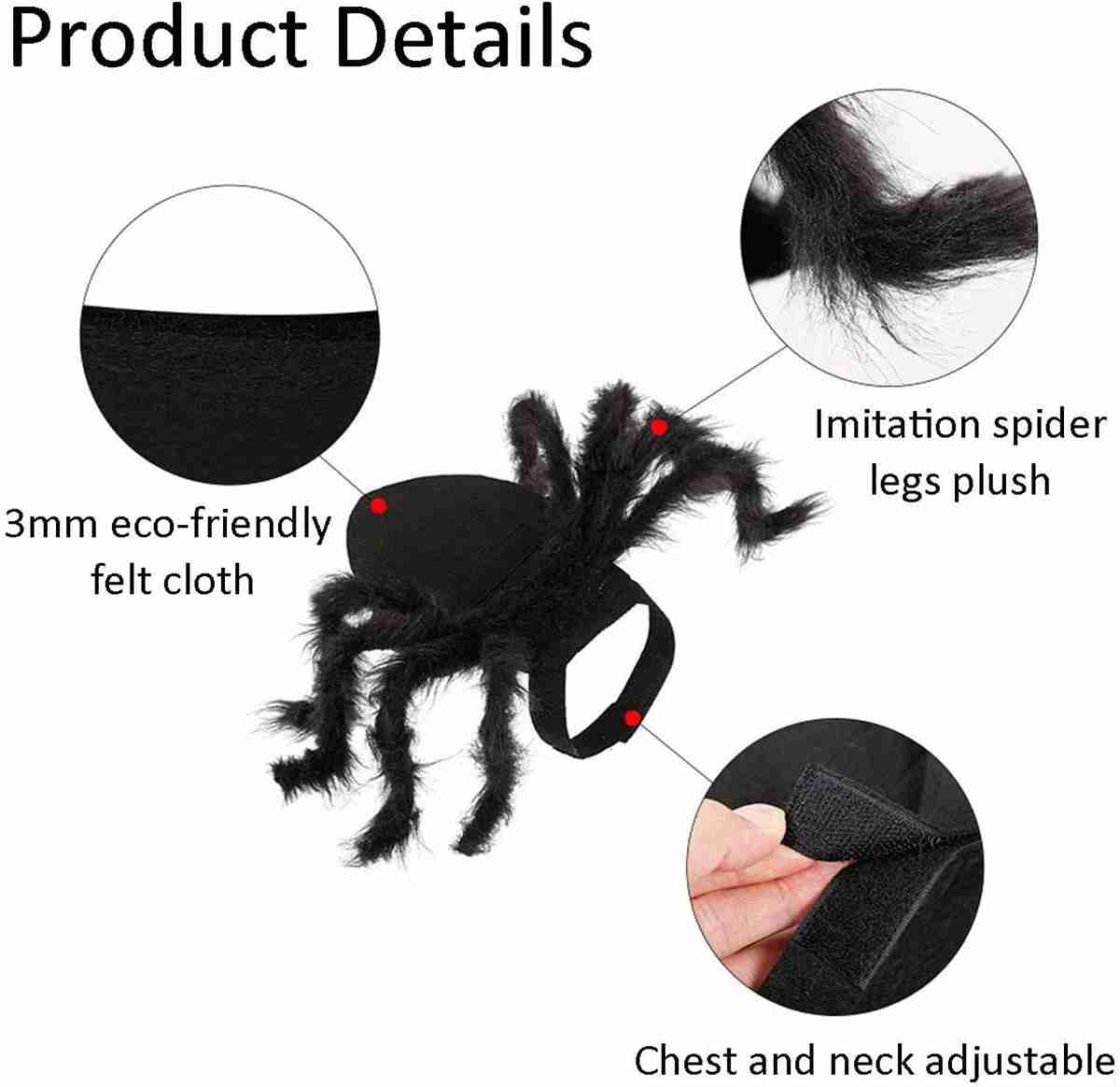 (S) Halloween Pet Clothes Cat Dress Cosplay Costume Dog Halloween Costume Funny Dog Pet Outfits Plush Spider Cosplay Decoration Party costumes for Small Dogs Medium Large Dogs
