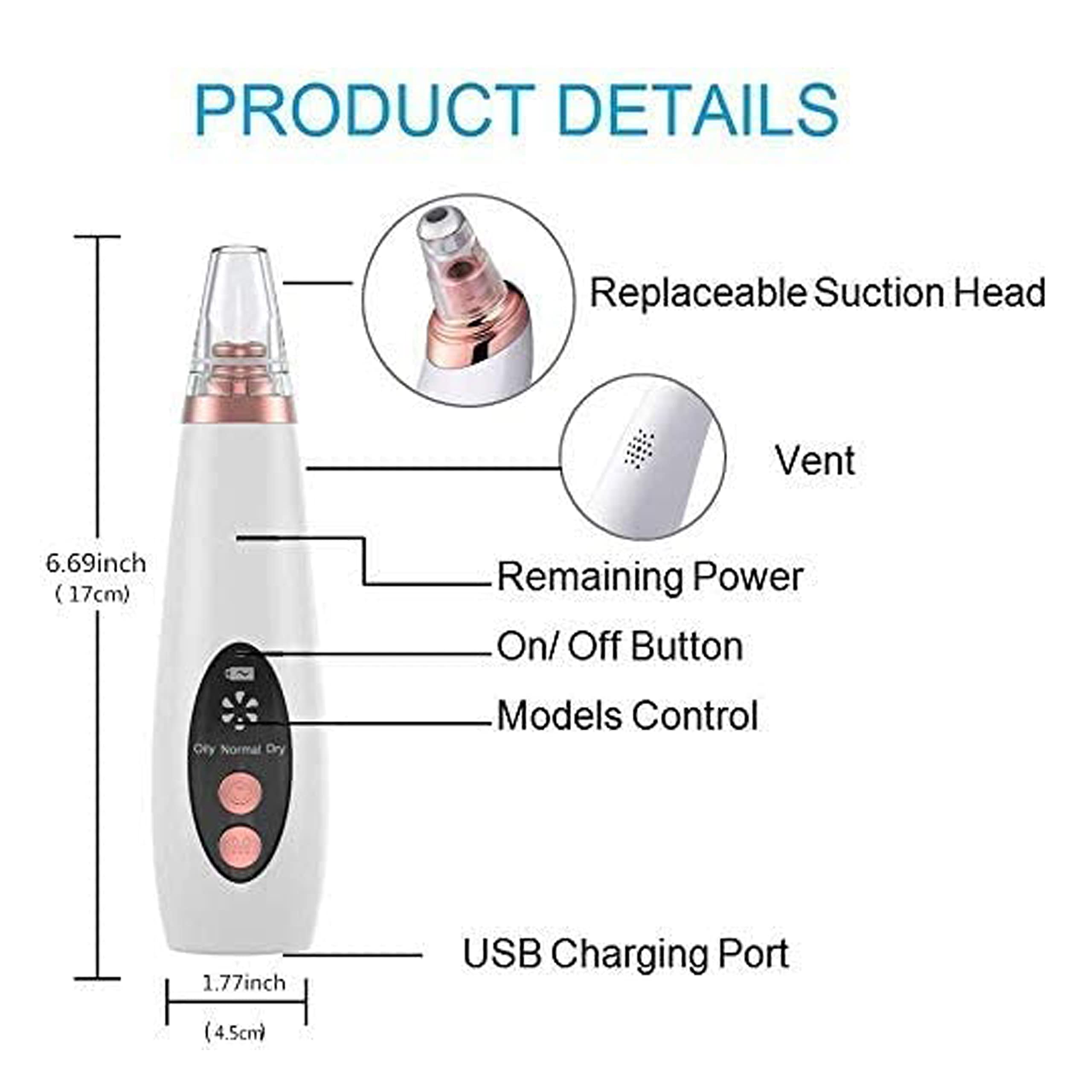 Blackhead Remover Acne Cleaner Vacuum Pore Suction Tools Electric USB Rechargeable Face Skin Black White Head Spot Zit Grease