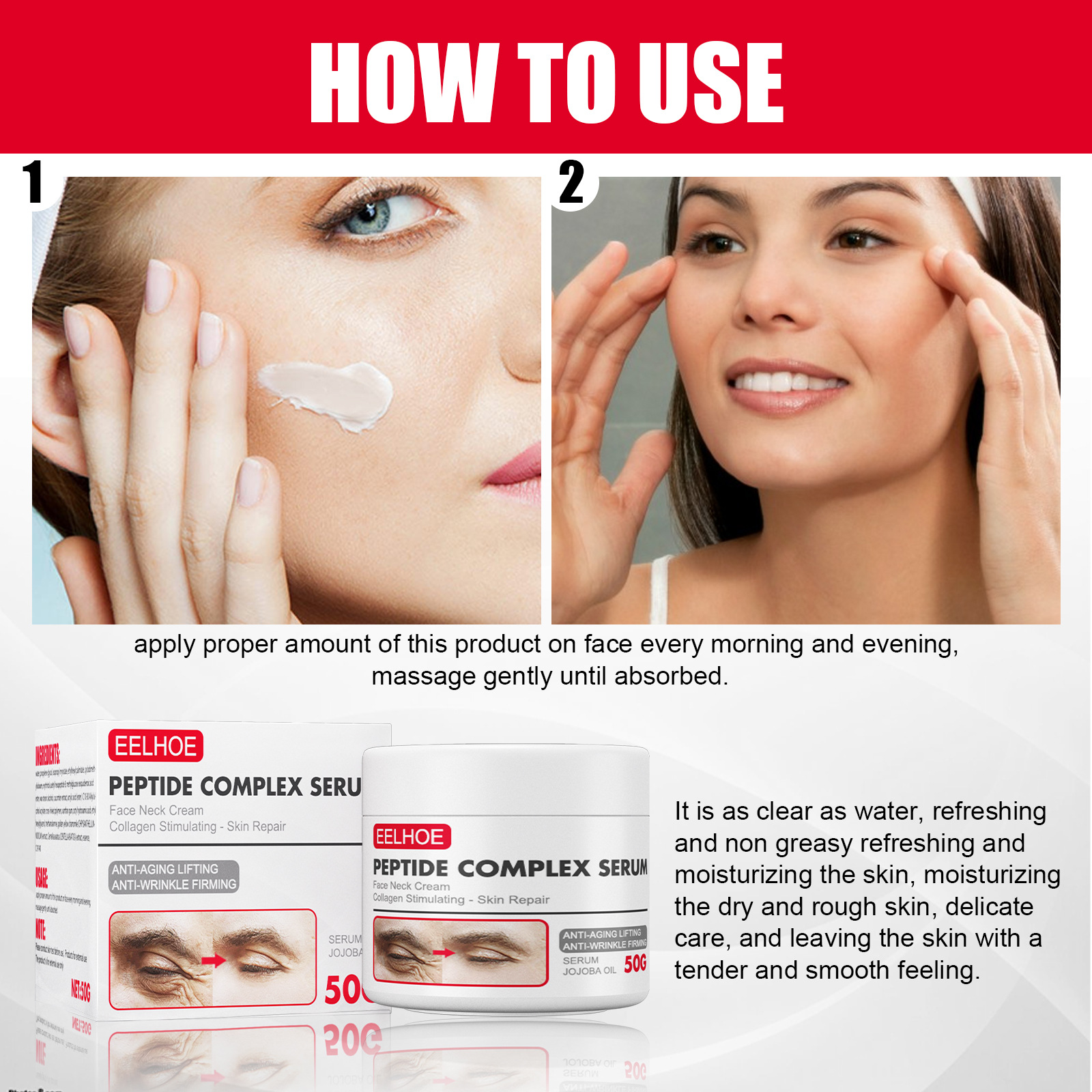 Anti Aging Face Cream Peptide Complex Serum Cream Day and Night Serum Facial Moisturizer Pulling Tightening Anti Wrinkle