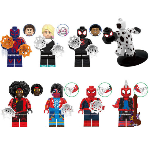 Across the Spider-Verse Minifigures Model Spider-Man Super Heroes Building Blocks Toy Fit Lego Birthday Gift Idea for Kids 8PCS Set