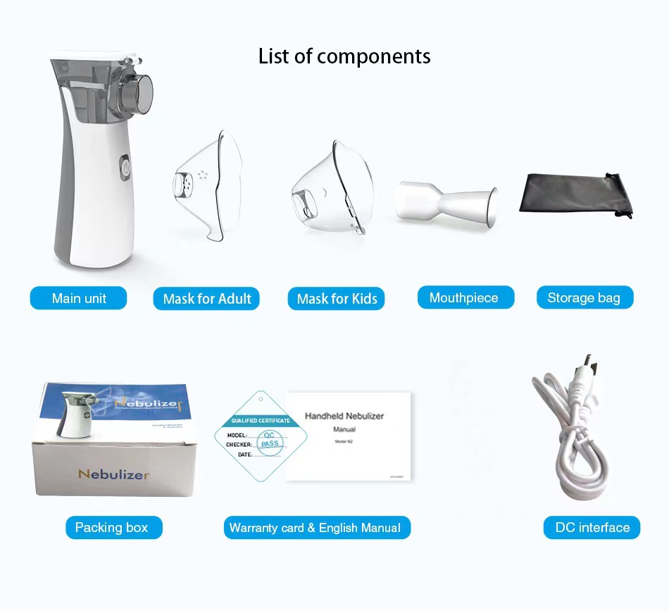 Portable Mesh Nebulizer Ultrasonic Mini Handheld Atomizer Machine Household Nebuliser for Kids and Adults