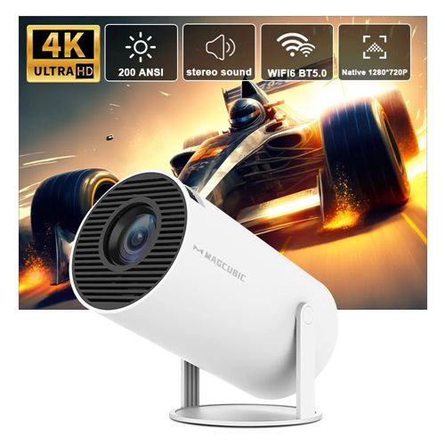 130 Inch Screen Mini Projector Correction Portable Projector 4K/ 200 ANSI Smart Projector with 2.4/5G WiFi Home Video Projector
