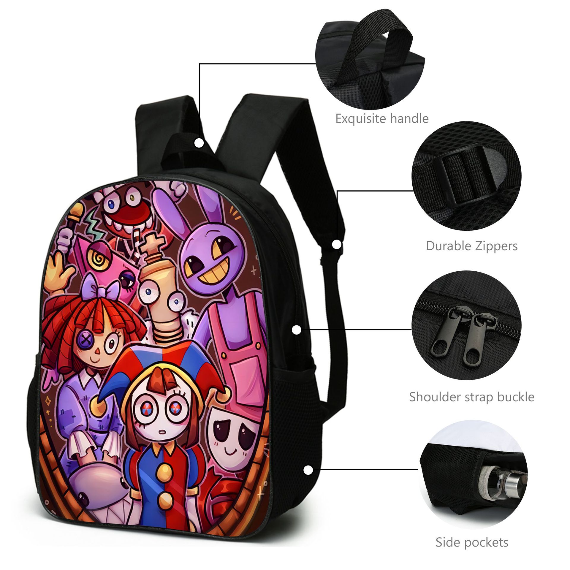 (Style A) The Amazing Digital Circus Backpack for Kid Shoulder School Book Bag Boys Casual Daypacks with Pencil Case