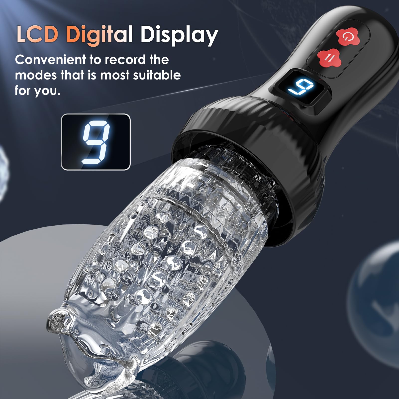 Electric Male Masturbator Sex Toys for Men LCD Display Mastuabors Toy Hands Free for Penis Stimulation Rotating Thrusting Adult Pocket Pussy Sex Doll