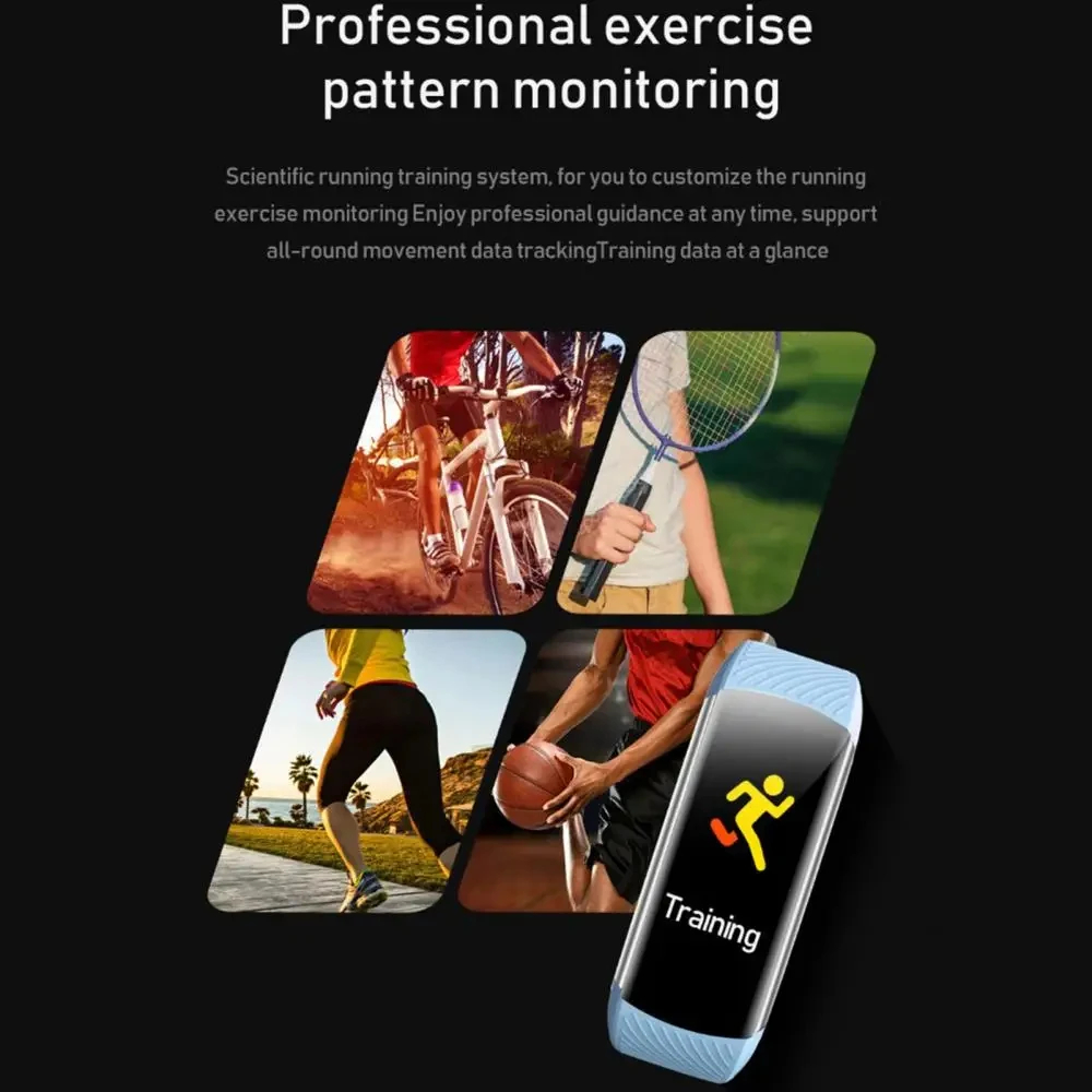 Sports Heart Rate Bluetooth Smart Band Watch Women Men Wristband HD Color Screen