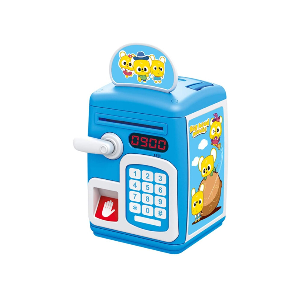 Piggy Bank Toy For Kid,Simulate Fingerprint/Electronic Password Safe Box ATM Bank,Auto Paper Money Scroll Coin Bank