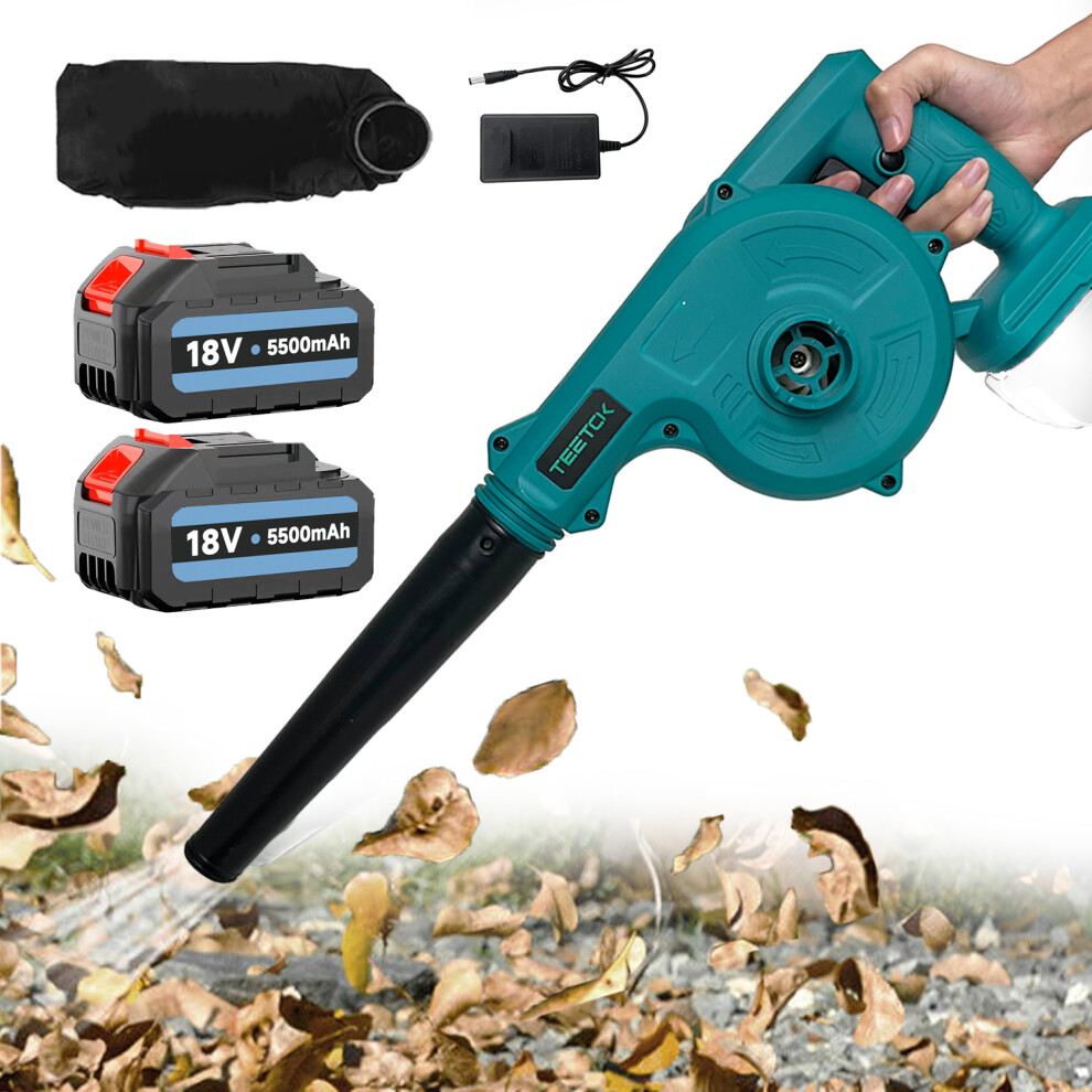 2IN1 Cordless Air Leaf Blower Vacuum+2x Battery 5.5A-Makita Compatible