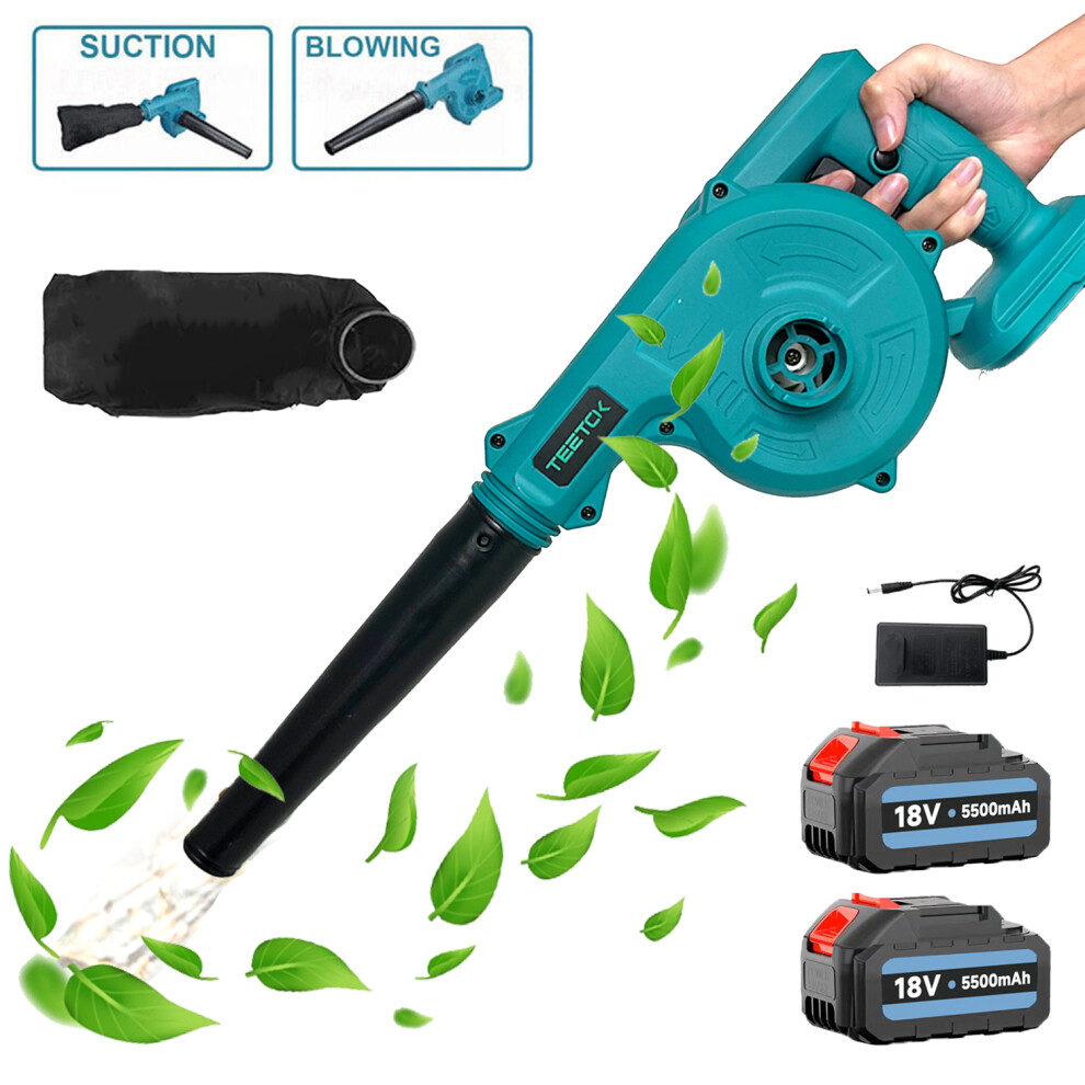 2IN1 Cordless Air Leaf Blower Vacuum+2x Battery 5.5A-Makita Compatible