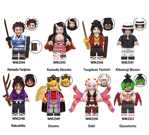 Japanese Anime Demon Slayer Samurai Tanjirou Nezuko Kyoujurou Giyuu Mini Building Blocks Bricks Dolls Action Figure Birthday Toy