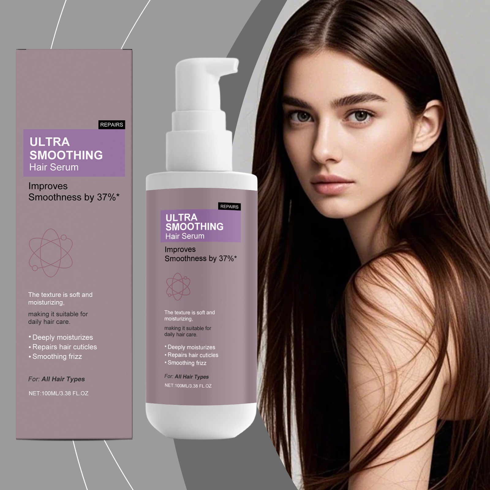 Smoothing Hair Serum - Gentle Hydrating Formula for Frizz-Free, Lightweight & Refreshing Scalp-Safe Daily Hair Care ﻿