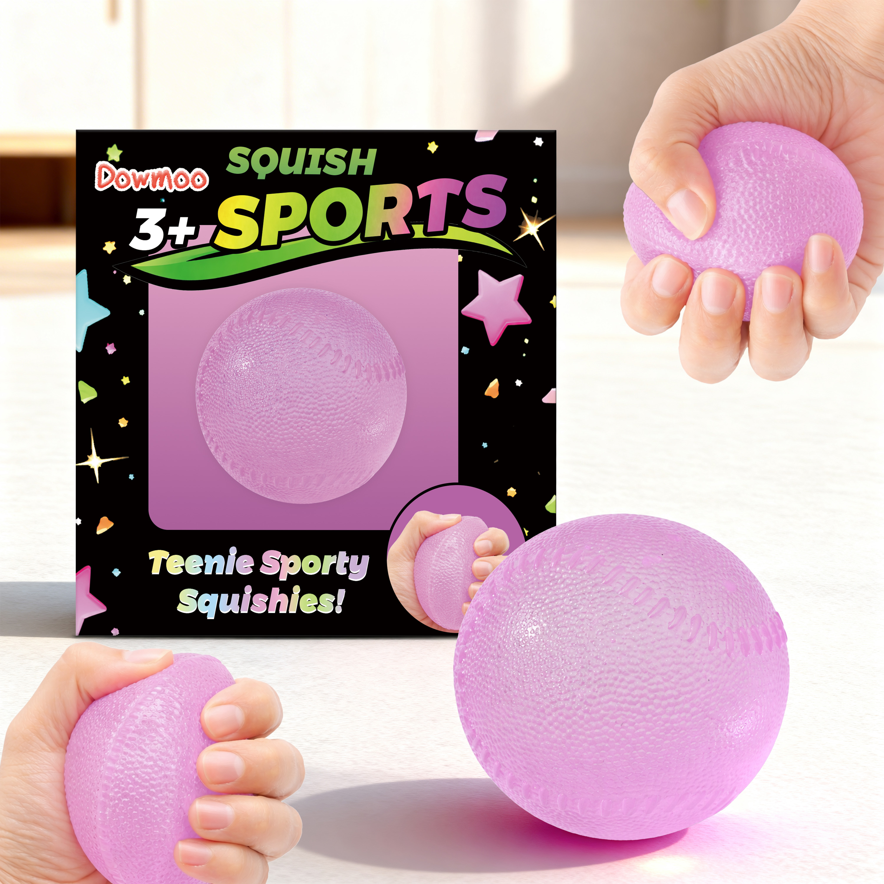 (Pink-baseball) Candy Maltose Cube Kneading Music Kneading Slow Rebound Magic Ball Stress Relieving Artifact Party Gift Relieving Tool