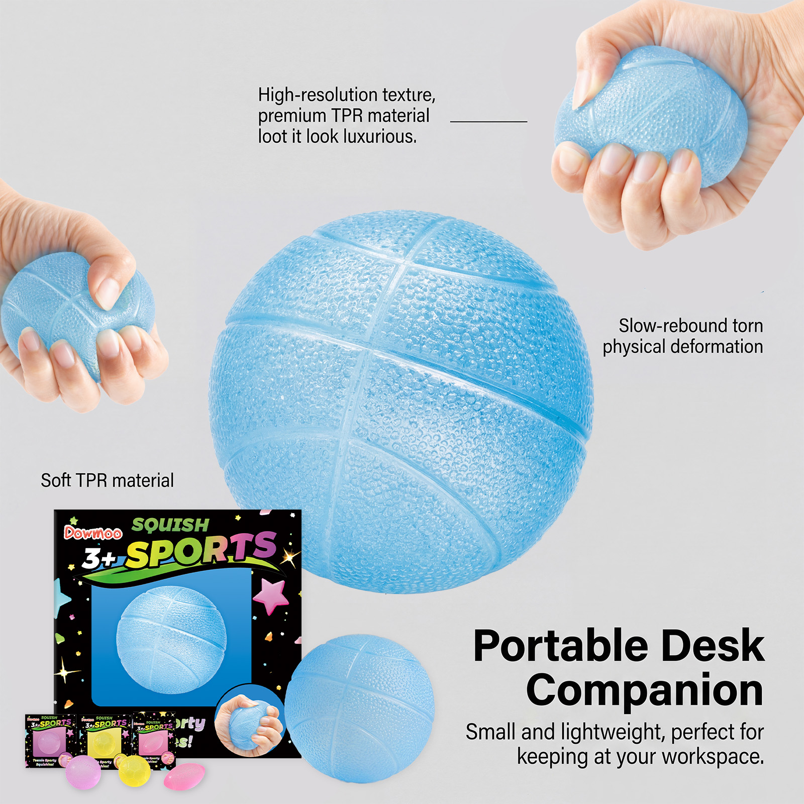 (Blue~basketball) Candy Maltose Cube Kneading Music Kneading Slow Rebound Magic Ball Stress Relieving Artifact Party Gift Relieving Tool