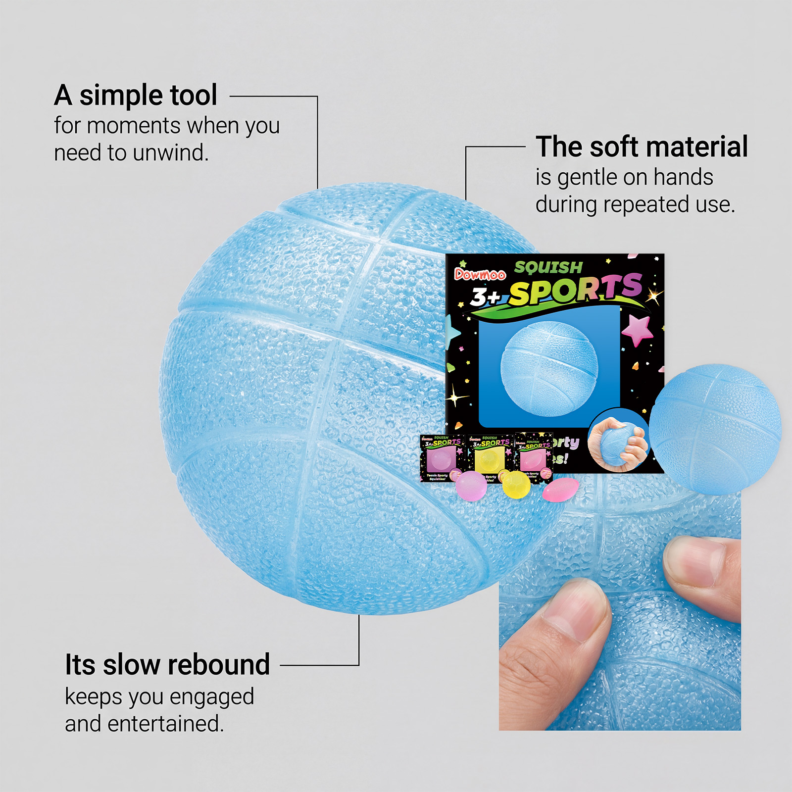(Blue~basketball) Candy Maltose Cube Kneading Music Kneading Slow Rebound Magic Ball Stress Relieving Artifact Party Gift Relieving Tool