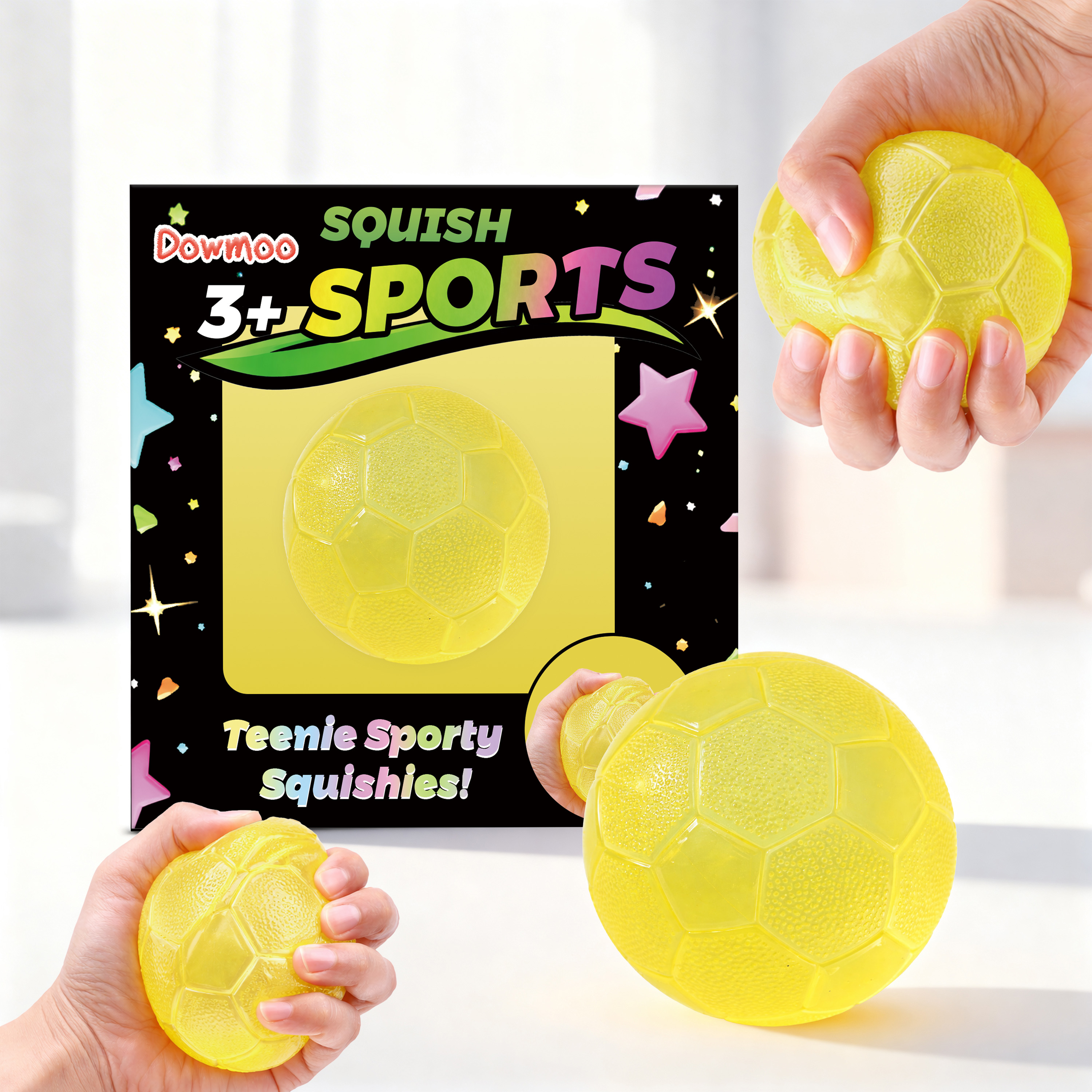 (Yellow~football) Candy Maltose Cube Kneading Music Kneading Slow Rebound Magic Ball Stress Relieving Artifact Party Gift Relieving Tool