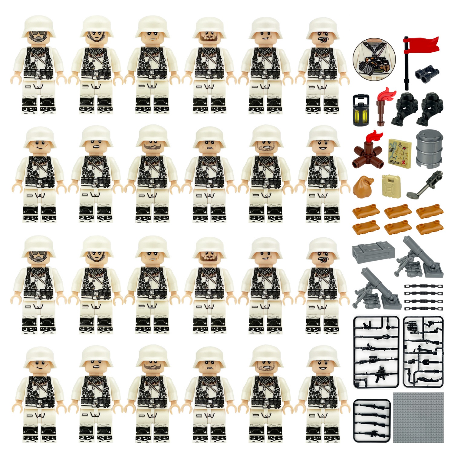 (Army E) Soldiers Army Toys Building Blocks Set Military Mini Figures Field Forces Rear Service Units Medical Troops for Imaginative War Games for Kids