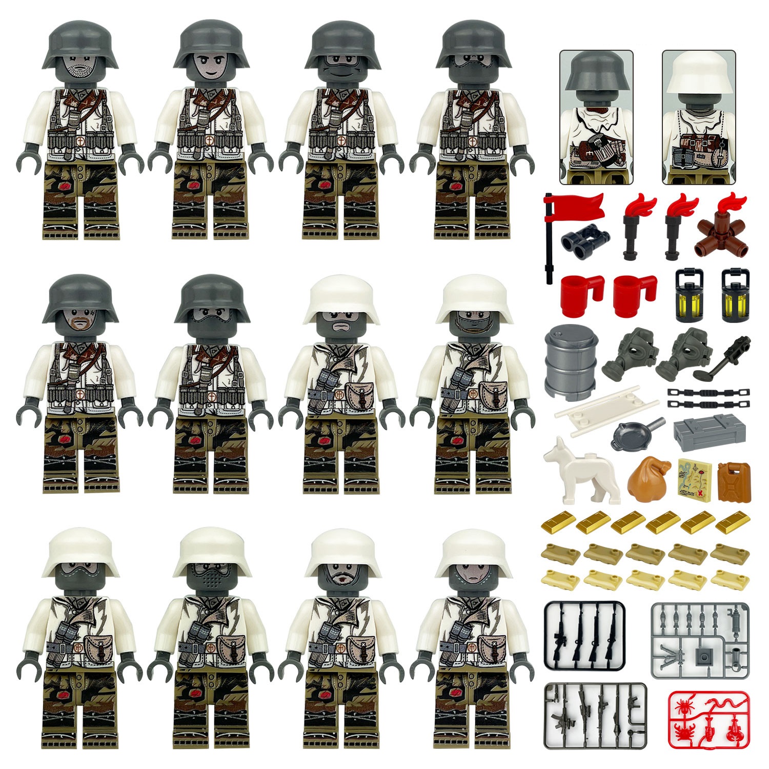 (Army E) Soldiers Army Toys Building Blocks Set Military Mini Figures Field Forces Rear Service Units Medical Troops for Imaginative War Games for Kids
