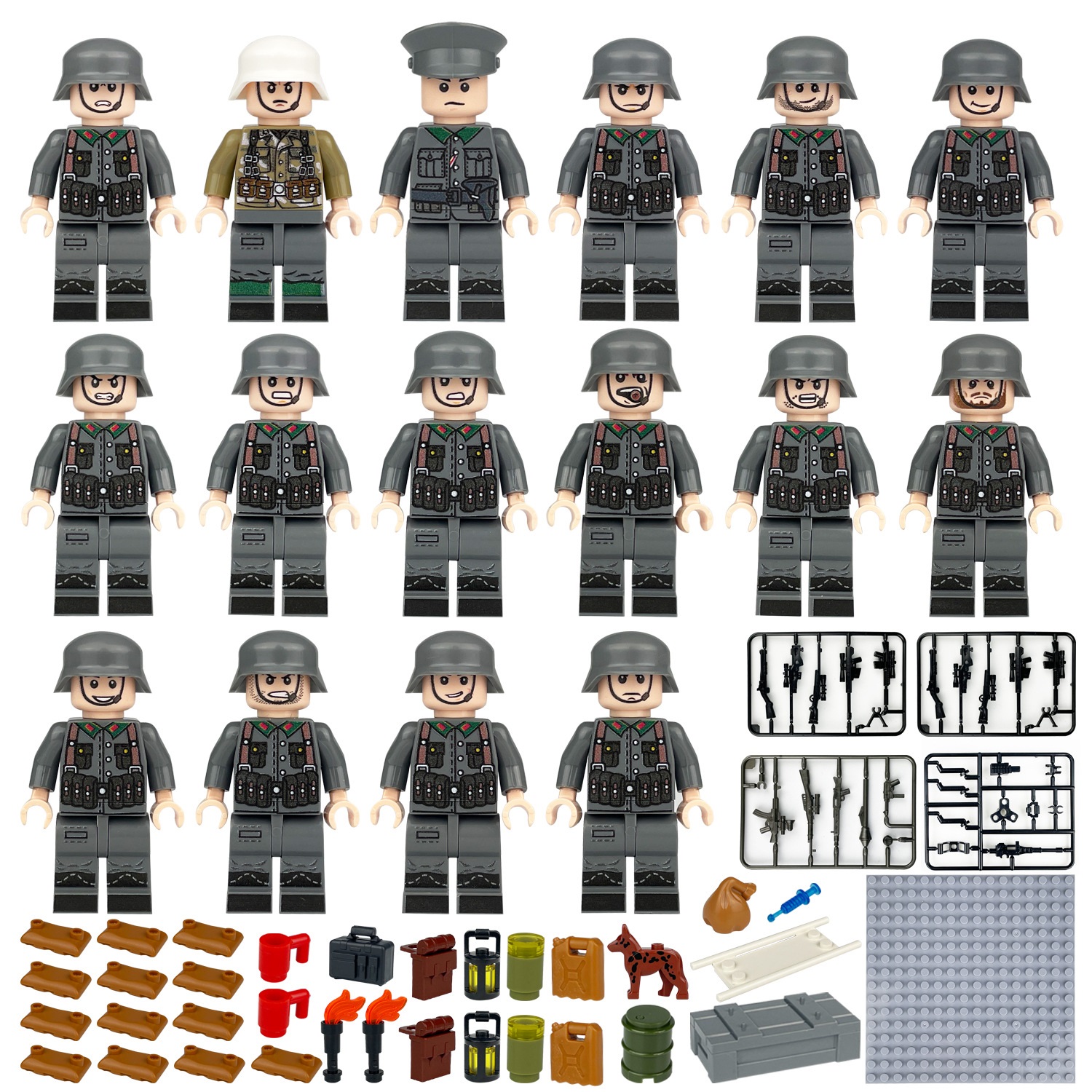 (Army E) Soldiers Army Toys Building Blocks Set Military Mini Figures Field Forces Rear Service Units Medical Troops for Imaginative War Games for Kids