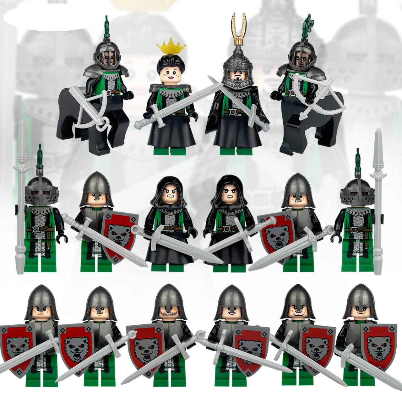 (16 Pcs Soldiers D) Mini Knight Figures with Armor Accessories Medieval Royal Soldiers Building Blocks Military Strategy Game Toys for Kids