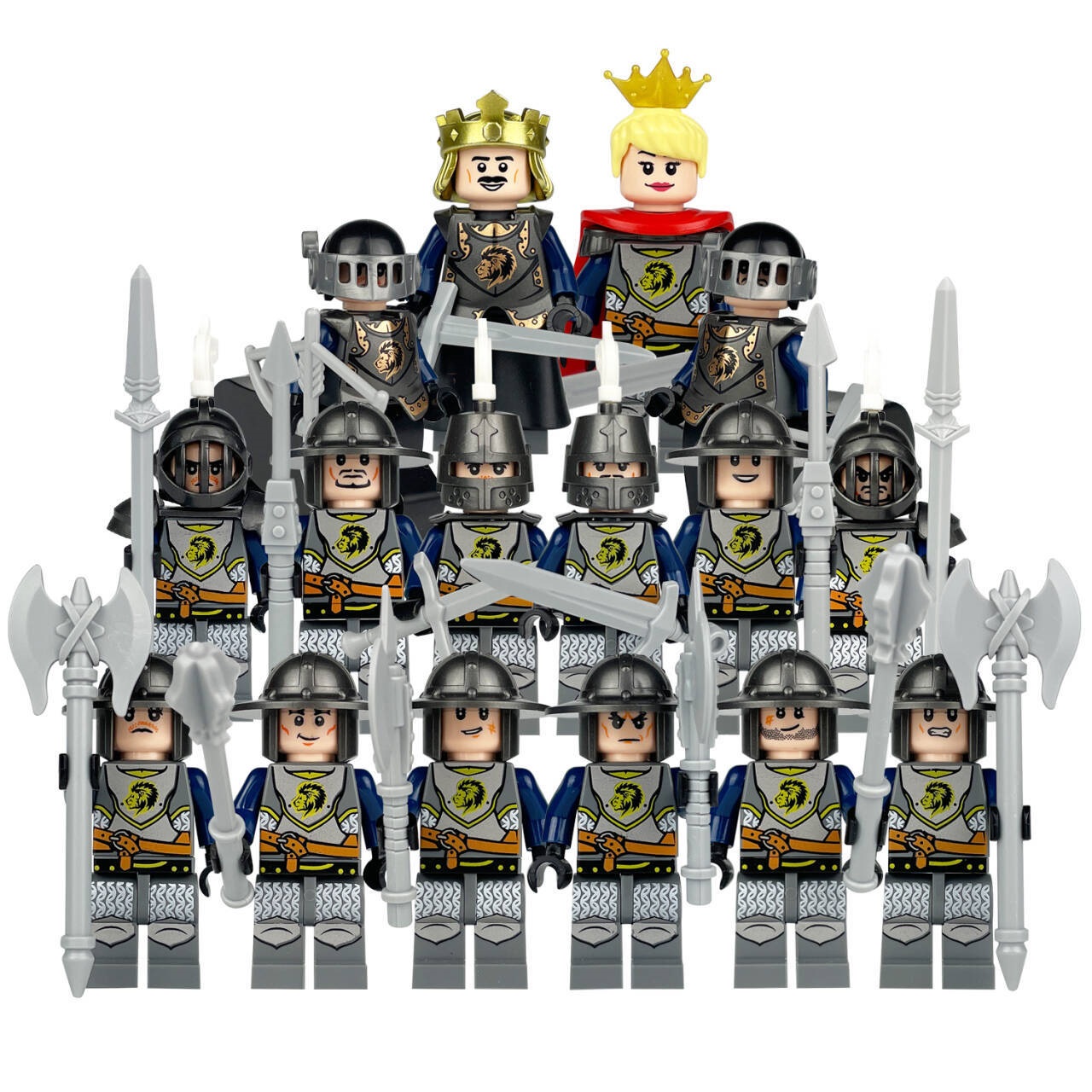 (16 Pcs Soldiers D) Mini Knight Figures with Armor Accessories Medieval Royal Soldiers Building Blocks Military Strategy Game Toys for Kids