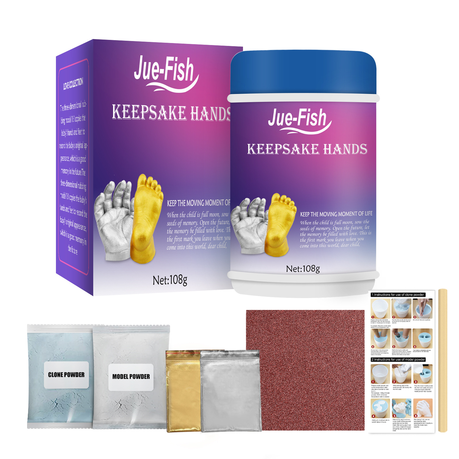 Baby hand model Clone powder Creative 3D clone powder children full moon hand footprint souvenir model ﻿