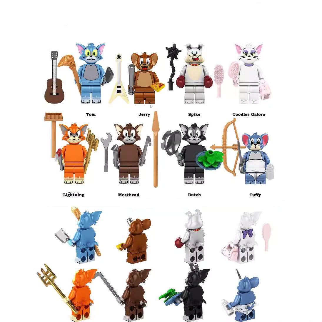 New Cartoon Bulldog Dog Tom Cat And Mouse Building Blocks Mini Action Figure Toys Gifts for Kids