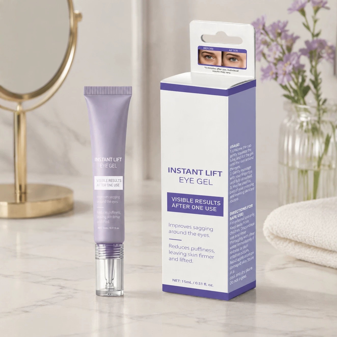 Instant Firming Eye Lift Gel Tightening Moisturising Under Eye Treatment for Daily Home Care Clear 15ml