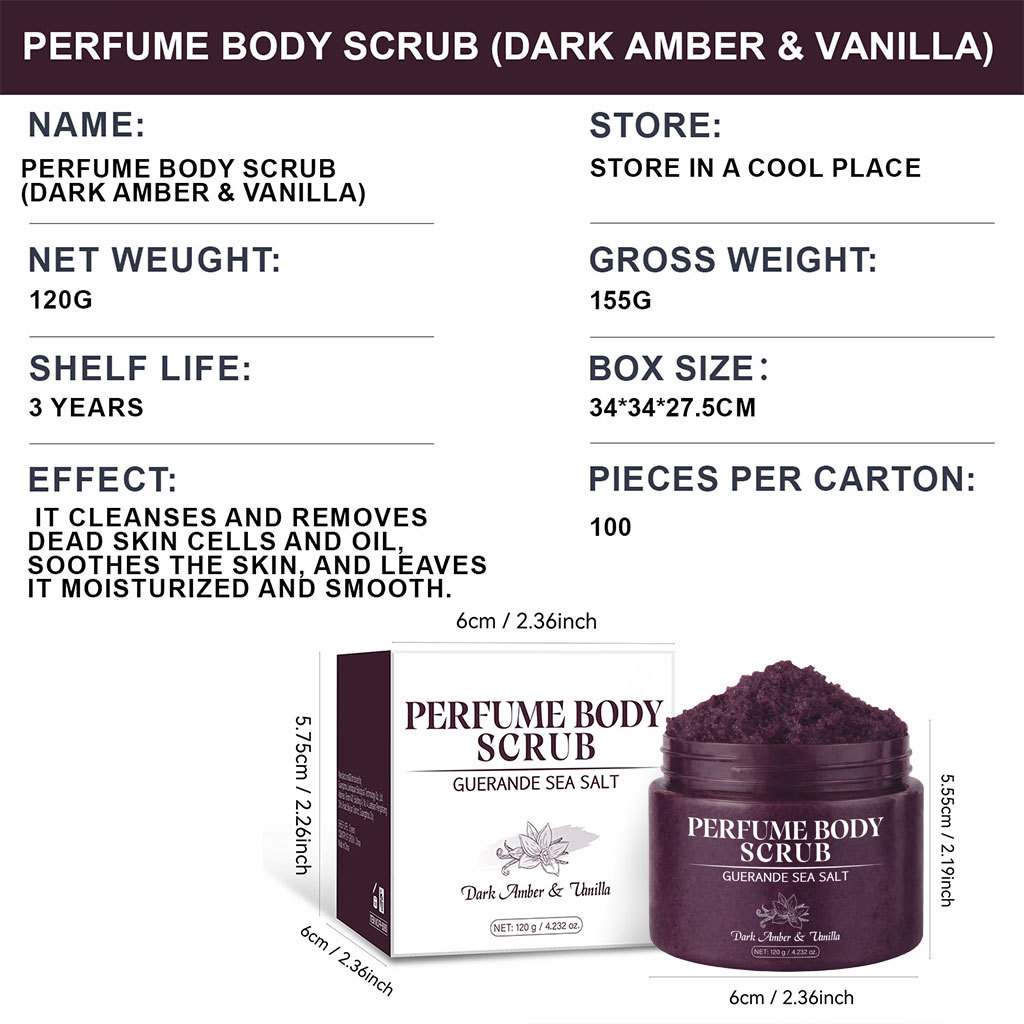 Sea Salt Scented Body Scrub Purple Amber Vanilla Fragrance For Exfoliating Smoothing Moisturizing Daily Shower Skin Care