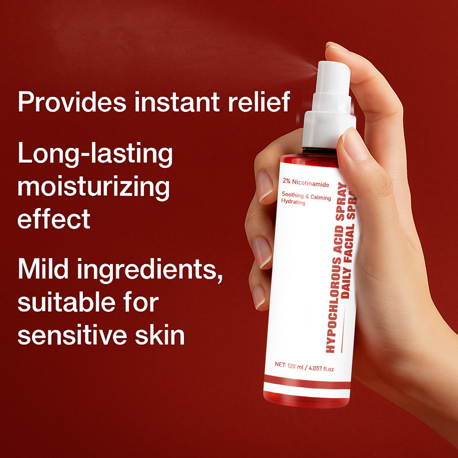 Hypochlorous Acid Facial Spray Hydrating Soothing Refreshing For Daily Face Skin Care Moisture Balancing Treatment 120ml
