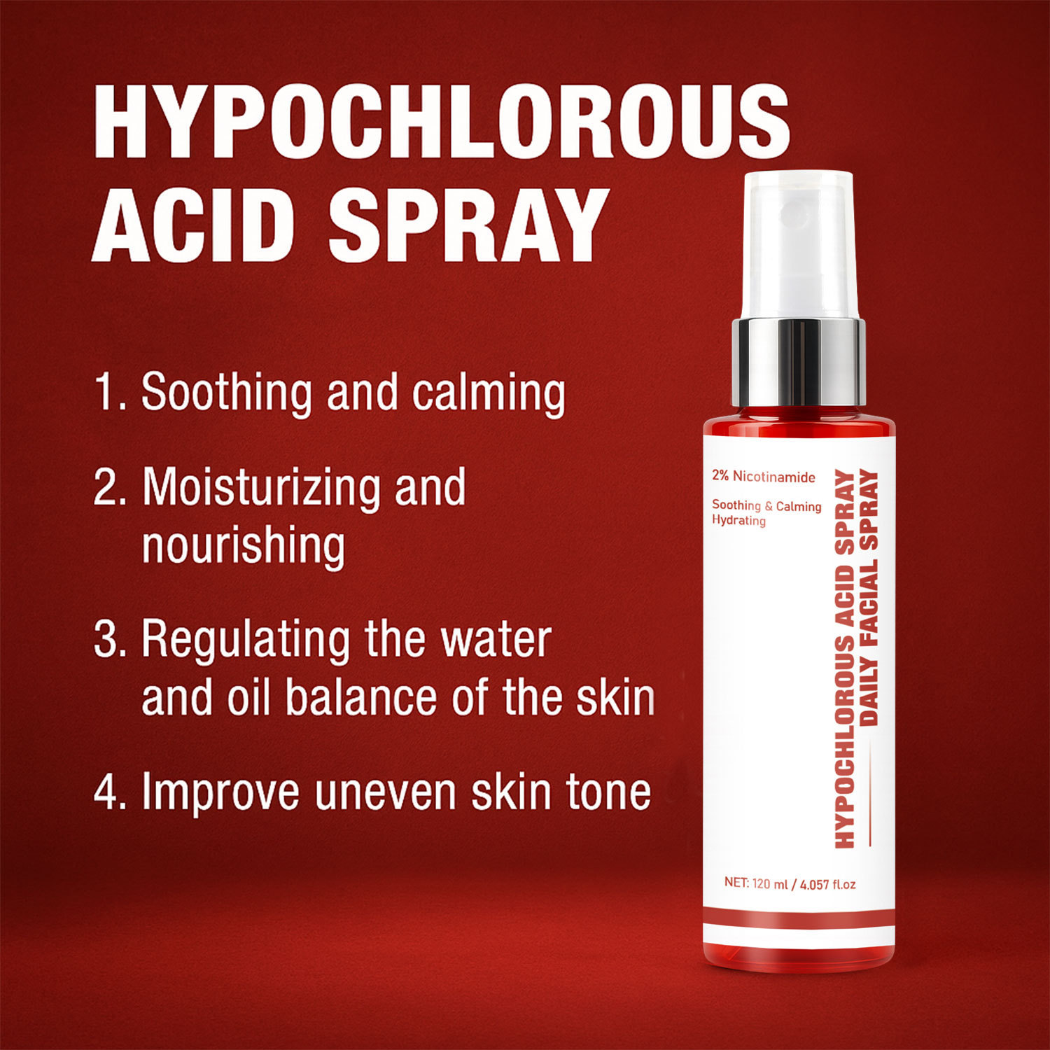Hypochlorous Acid Facial Spray Hydrating Soothing Refreshing For Daily Face Skin Care Moisture Balancing Treatment 120ml