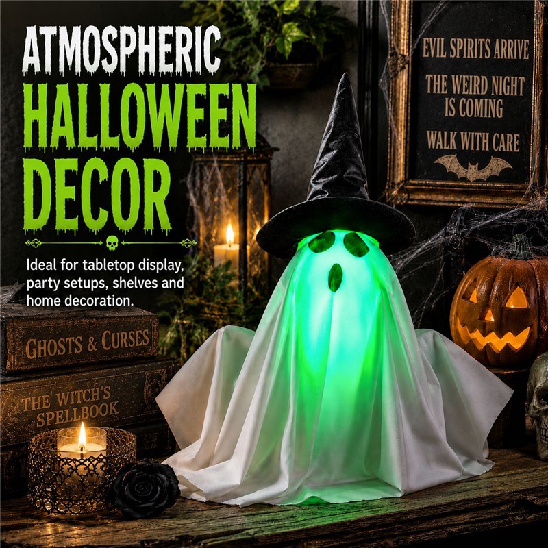 Electric Lifting Little Ghost Halloween New Prop Toy Ornament Scary Hanging Ghost Pumpkin Lamp