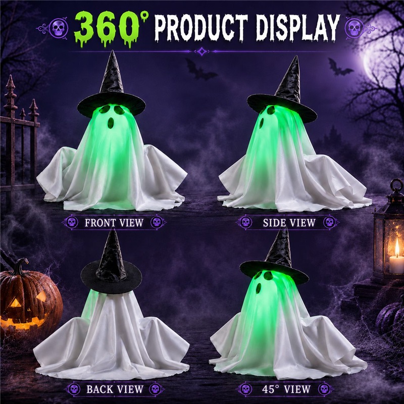 Electric Lifting Little Ghost Halloween New Prop Toy Ornament Scary Hanging Ghost Pumpkin Lamp