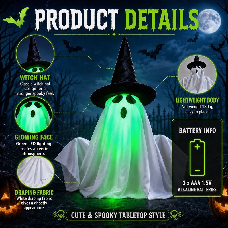 Electric Lifting Little Ghost Halloween New Prop Toy Ornament Scary Hanging Ghost Pumpkin Lamp