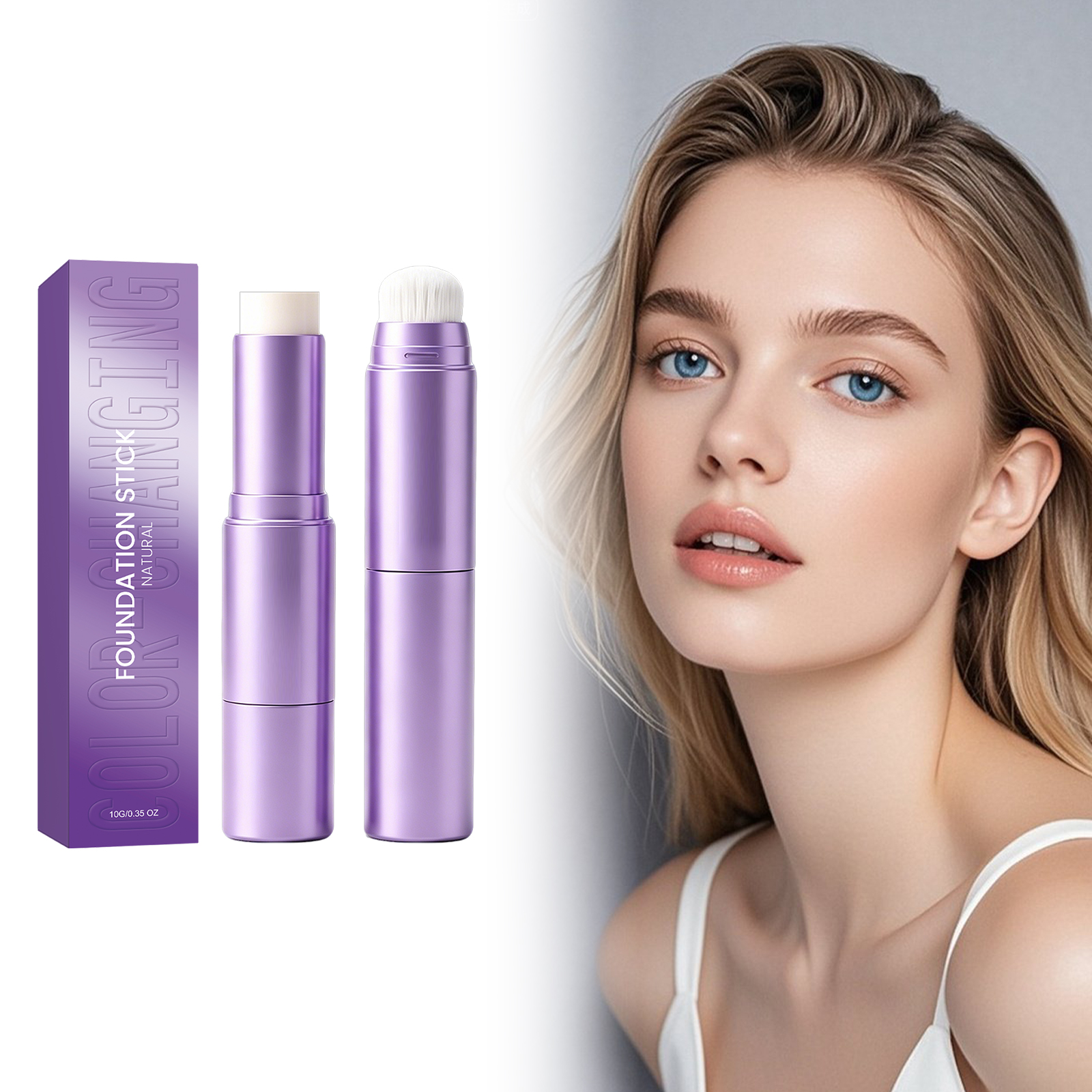 Two In One Color Changing Foundation Stick Hydrating Sheer Light Nude Flawless Daily Long Lasting Smooth