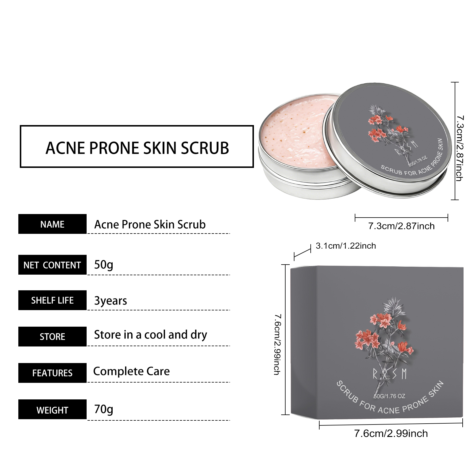 Facial Scrub Deep Clean Skin Soft Refreshing Smooth Moisturizing Exfoliate Pore Care Gentle Delicate Face Dirt Remove