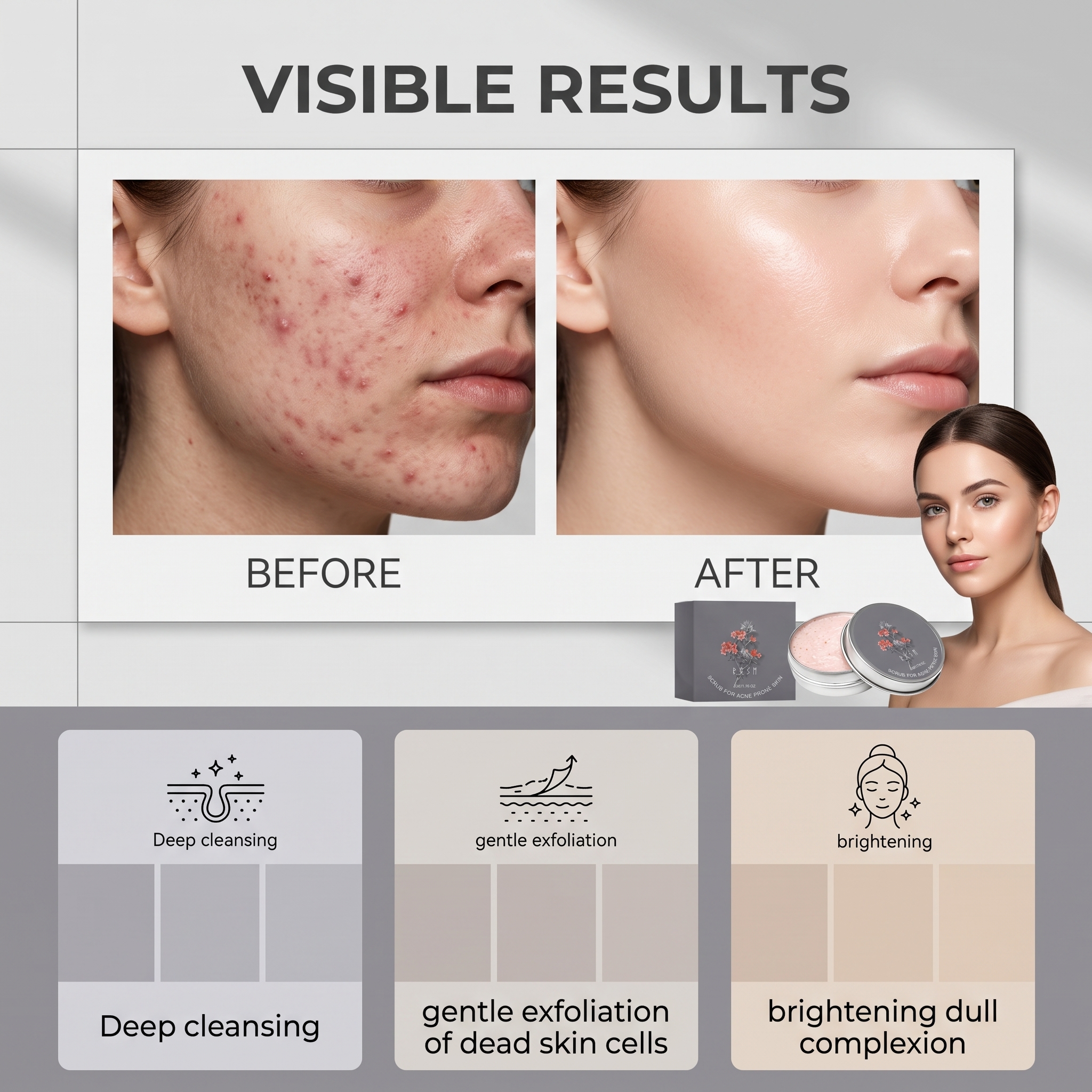 Facial Scrub Deep Clean Skin Soft Refreshing Smooth Moisturizing Exfoliate Pore Care Gentle Delicate Face Dirt Remove