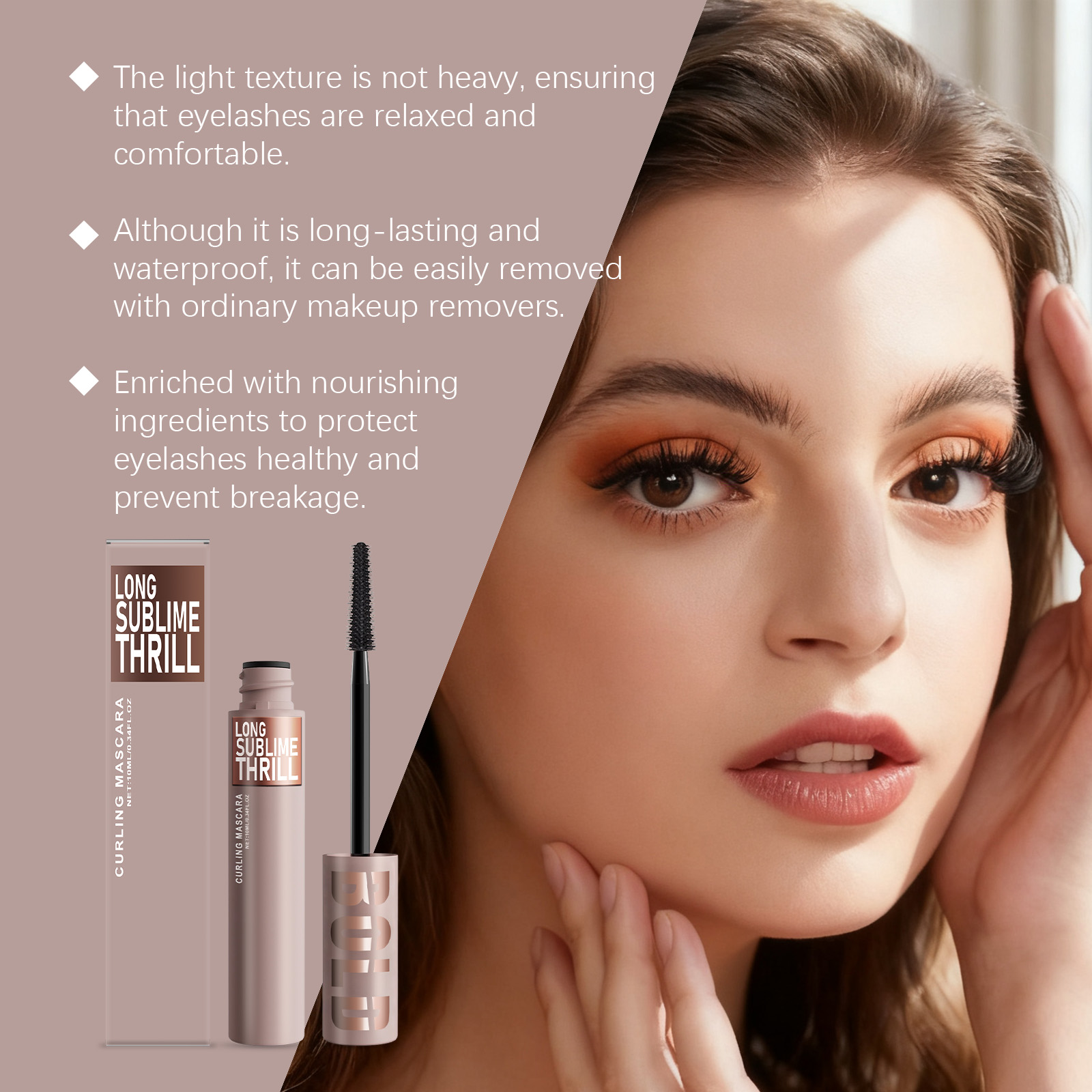 Curling Mascara Natural Curved Light Silky Texture Anti Smudge Anti Fade Daily Portable Makeup Cosmetic