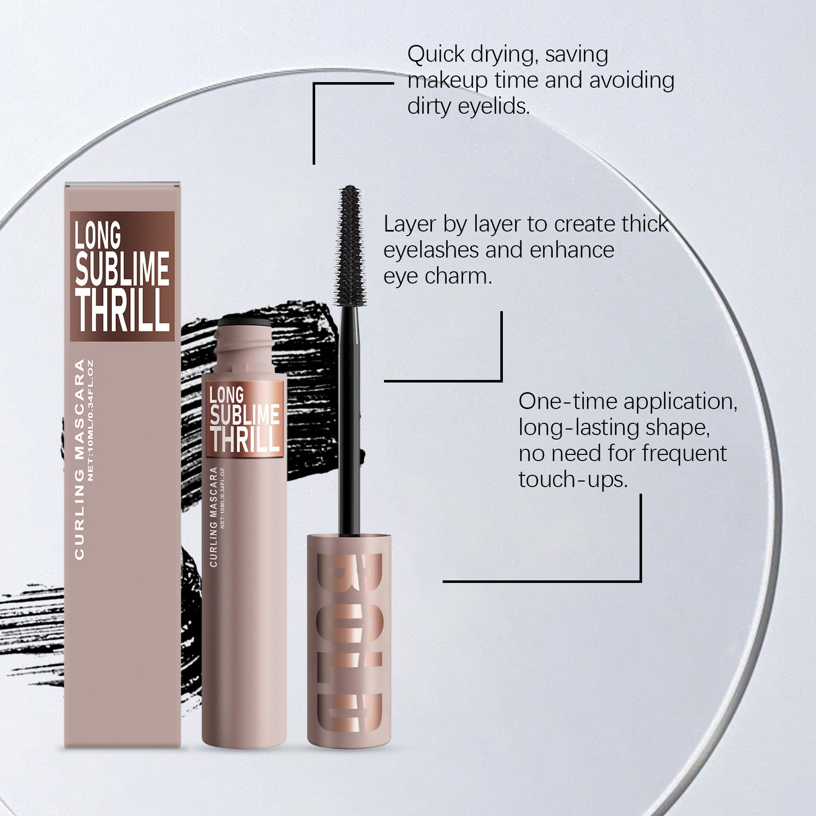 Curling Mascara Natural Curved Light Silky Texture Anti Smudge Anti Fade Daily Portable Makeup Cosmetic
