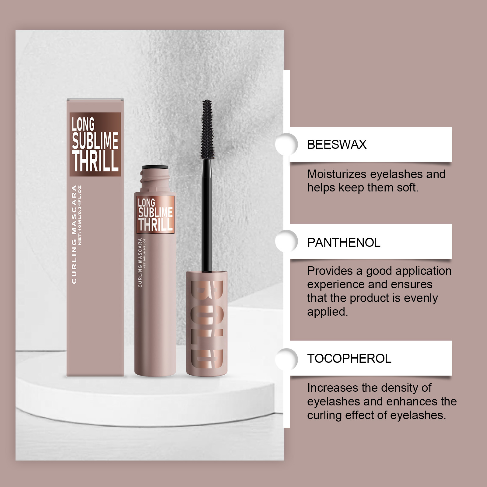 Curling Mascara Natural Curved Light Silky Texture Anti Smudge Anti Fade Daily Portable Makeup Cosmetic