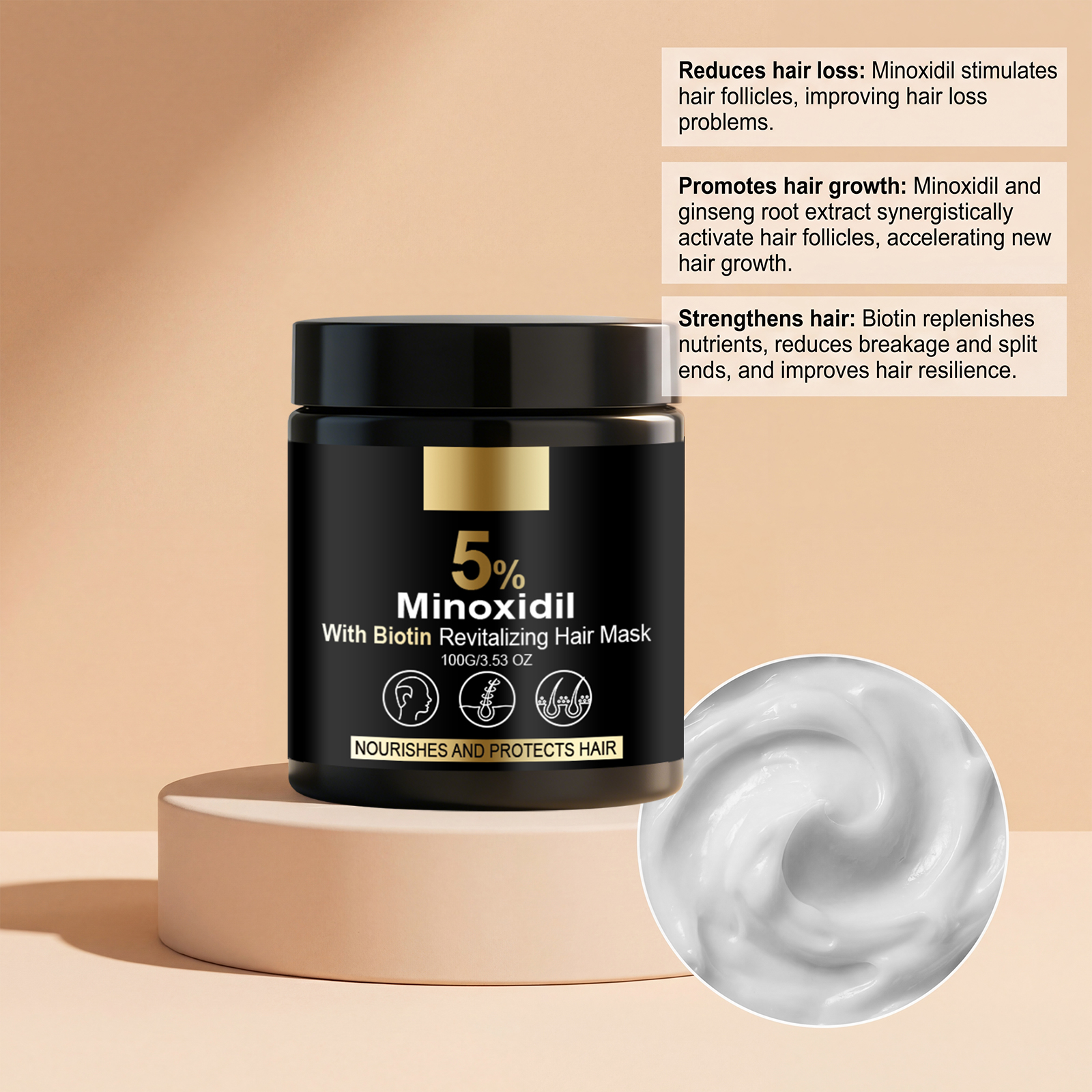 Biotin Nourishing Hair Mask Repair Soft Moist Strengthen Shine Mild Hydrate Smooth AntiDry Damaged Perm Fine Split Hair