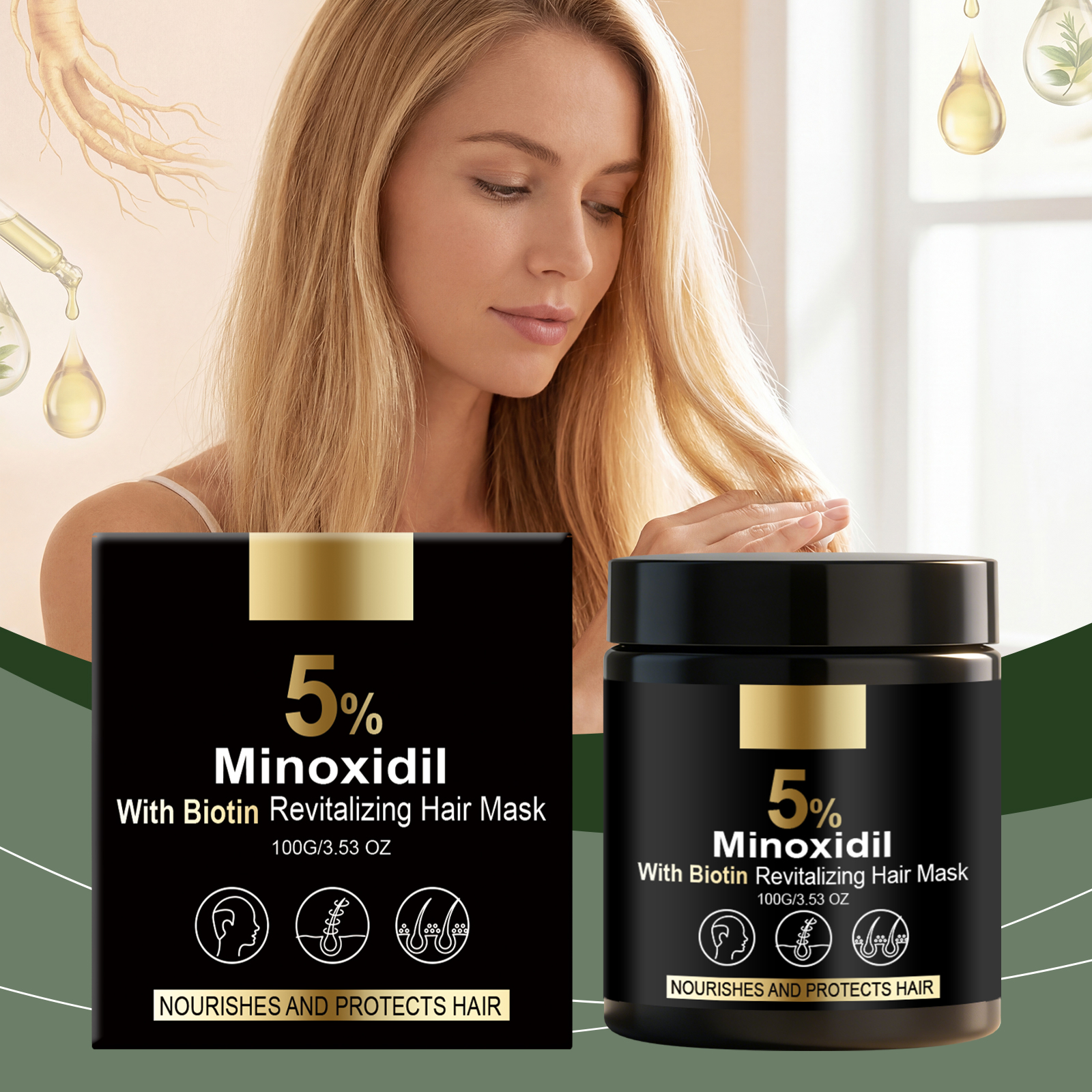 Biotin Nourishing Hair Mask Repair Soft Moist Strengthen Shine Mild Hydrate Smooth AntiDry Damaged Perm Fine Split Hair