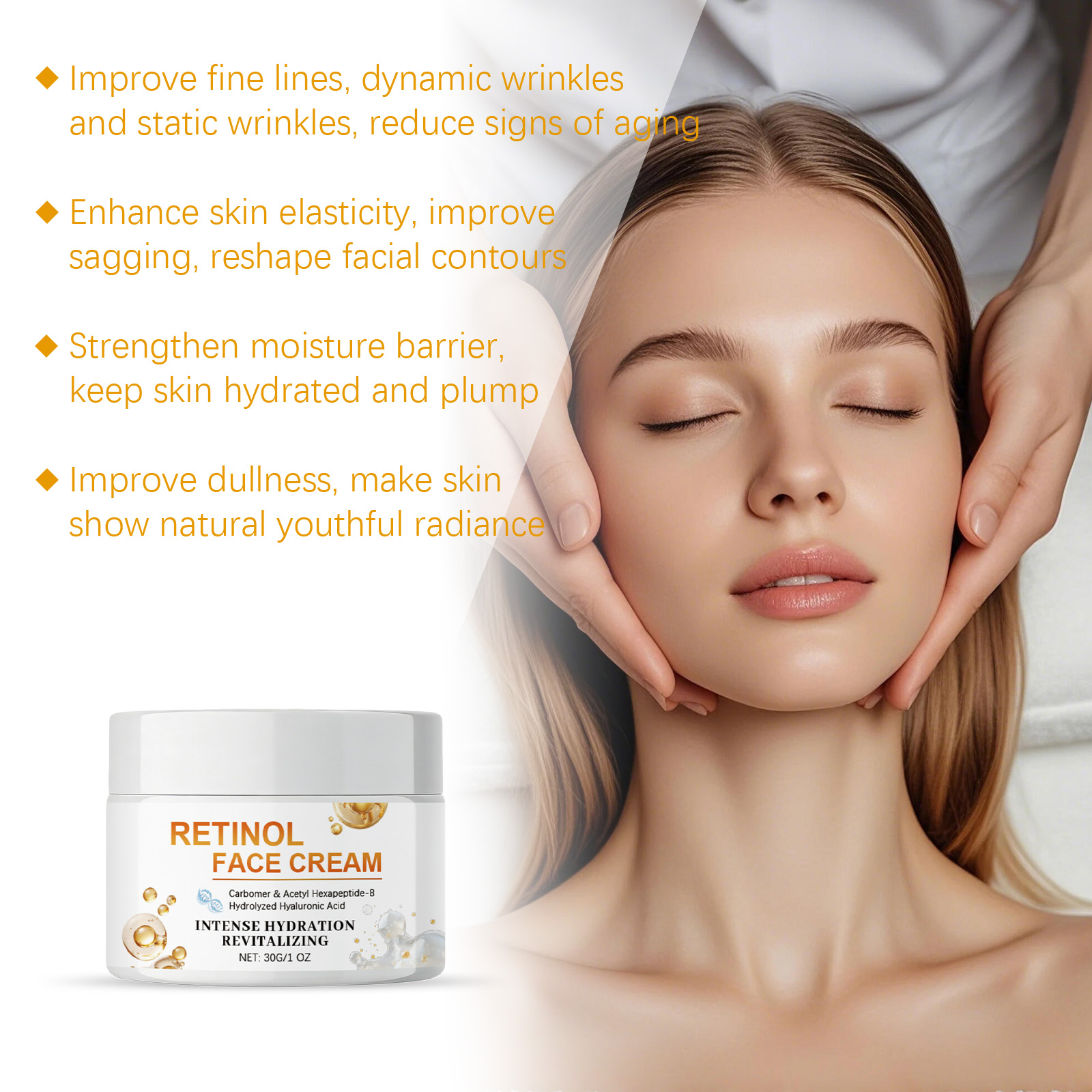 Retinol Care Cream Fine Texture Refreshing Hydrating Soft Daily Facial Skin Moisturizing Care
