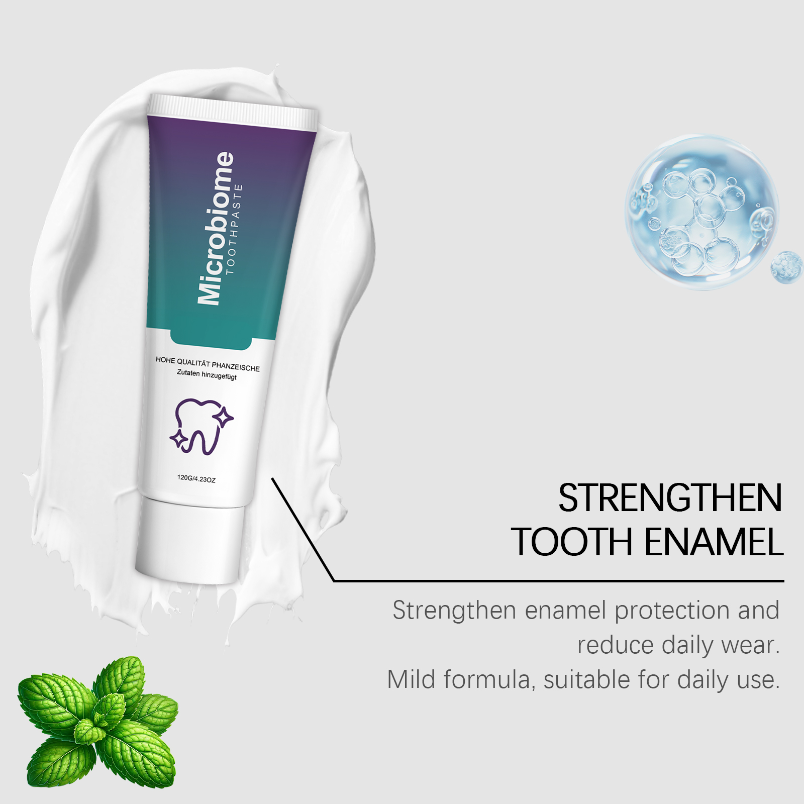 Mint Toothpaste Cleans Teeth Surface Freshens Breath Refreshing Texture Non Sticky For Daily Oral Care