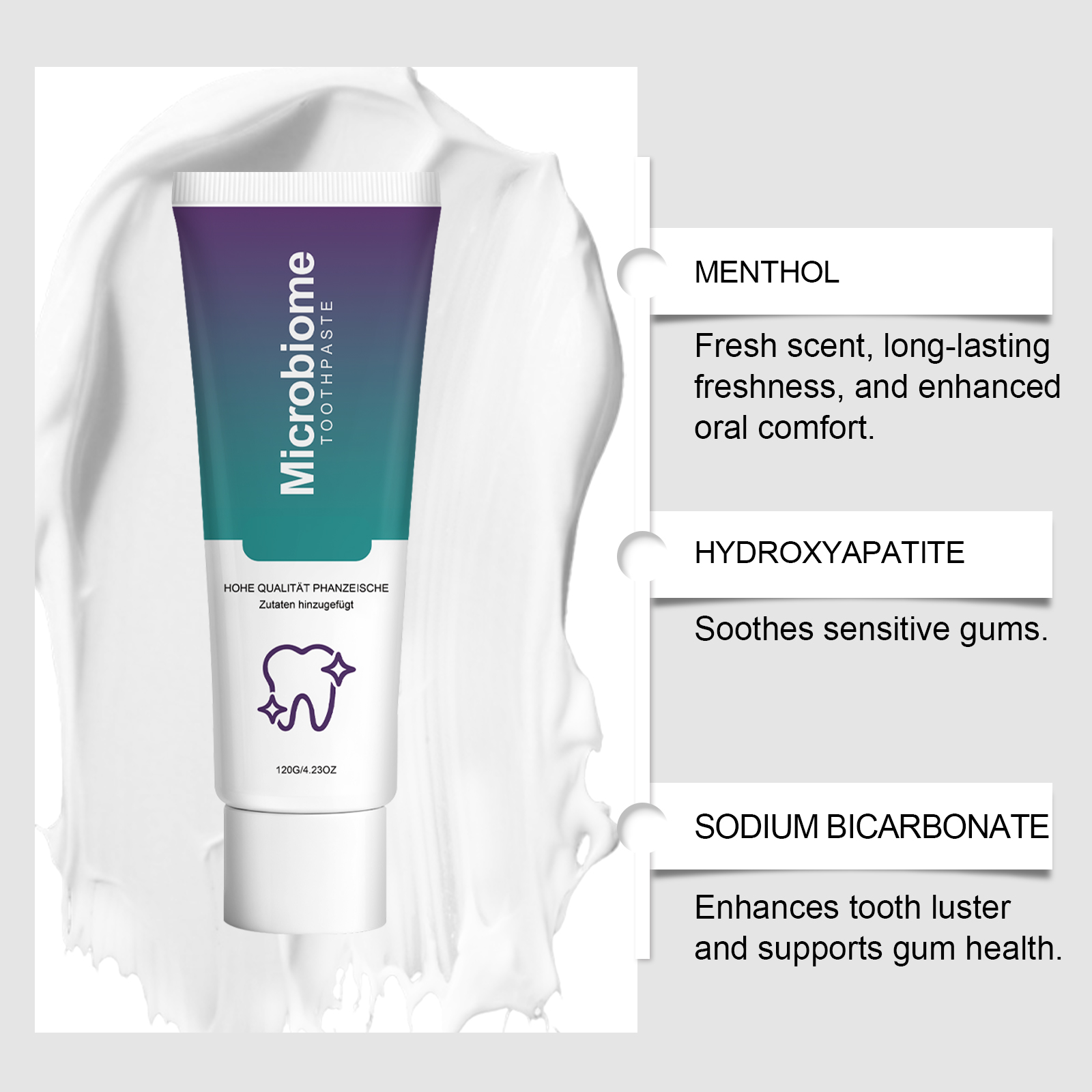 Mint Toothpaste Cleans Teeth Surface Freshens Breath Refreshing Texture Non Sticky For Daily Oral Care