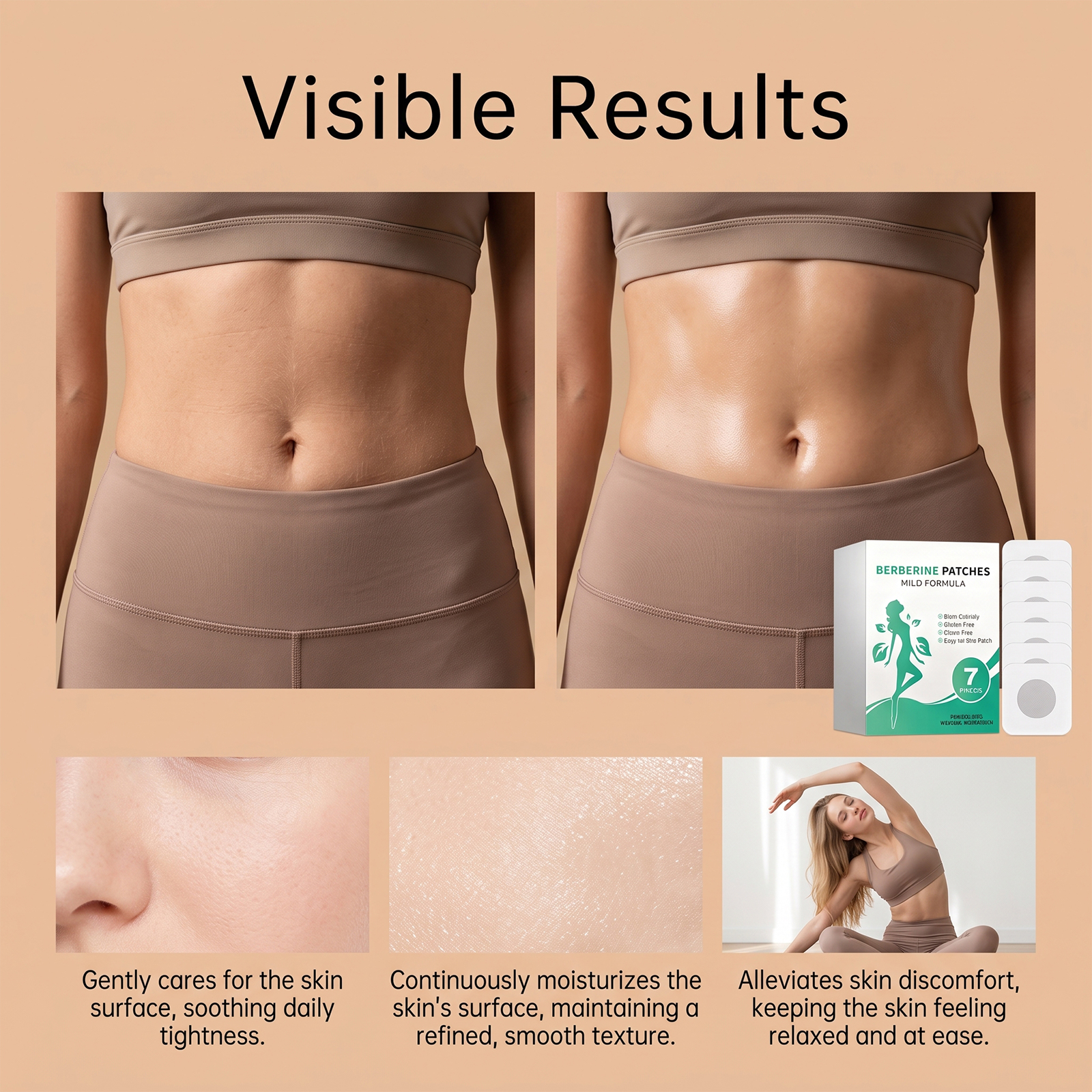 Berberine Care Patch Breathable Snug Light Long Lasting Adhesive Mild Skin Friendly Soft Cozy Body Sticker