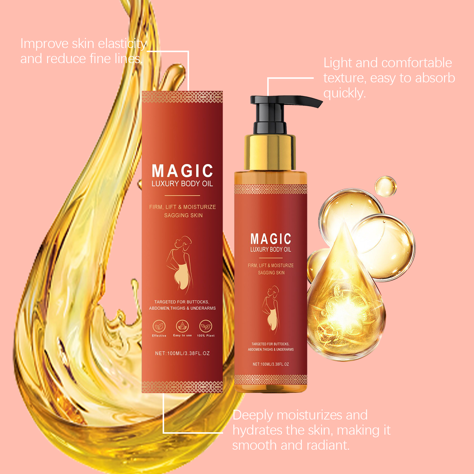 Body Firming Moisturizing Oil Nourishes Softens Tightens Skin Daily Massage Care