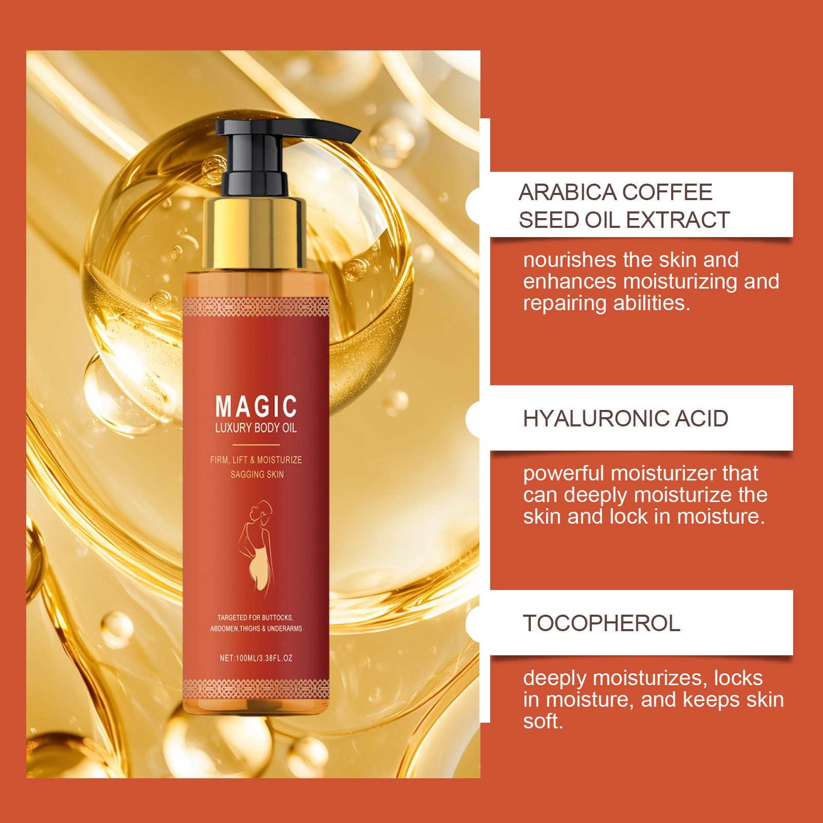 Body Firming Moisturizing Oil Nourishes Softens Tightens Skin Daily Massage Care