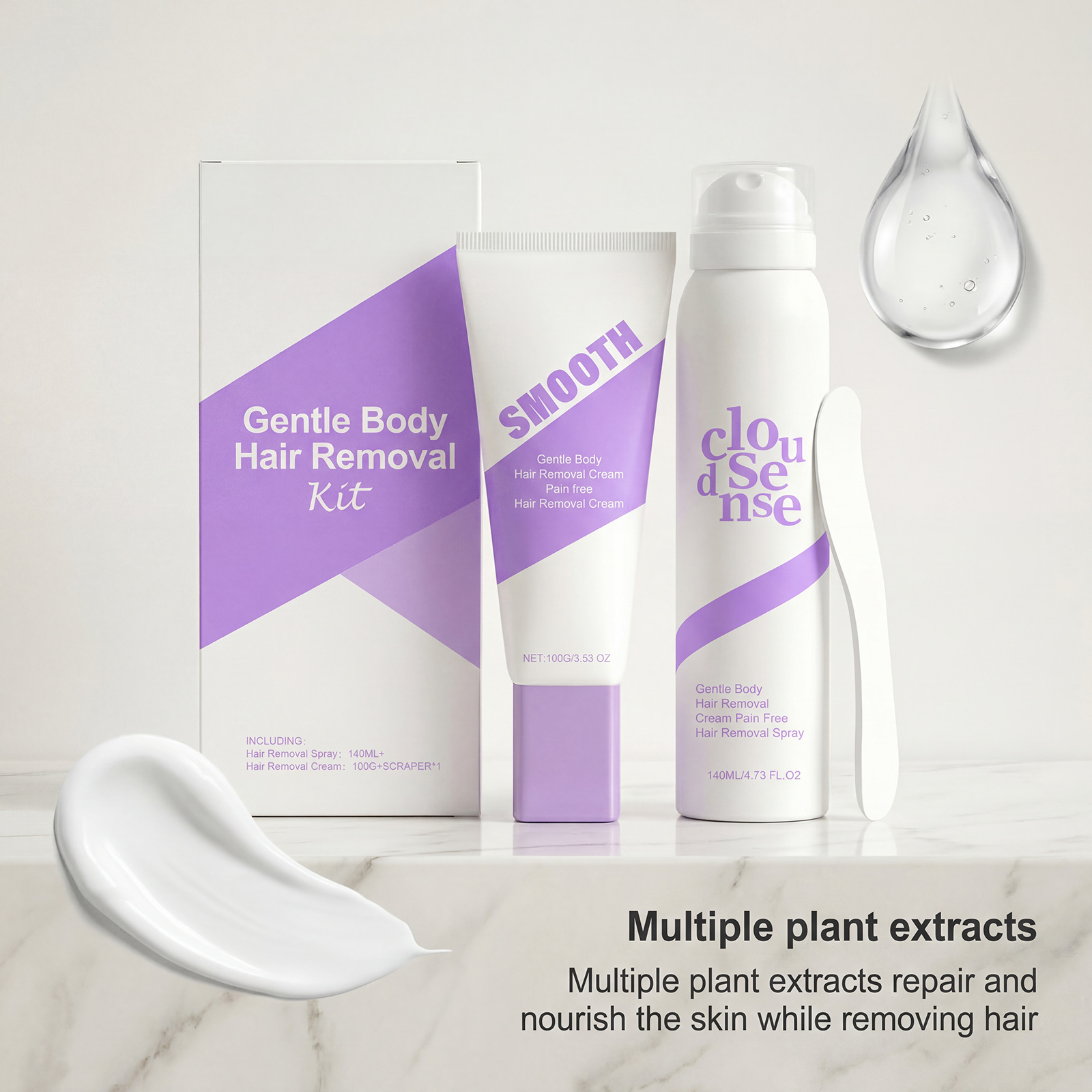 Smooth Body Hair Removal Set Gentle Cleansing Moisturizing Soft Skin Whole Body Hair Removal Daily Portable Cream