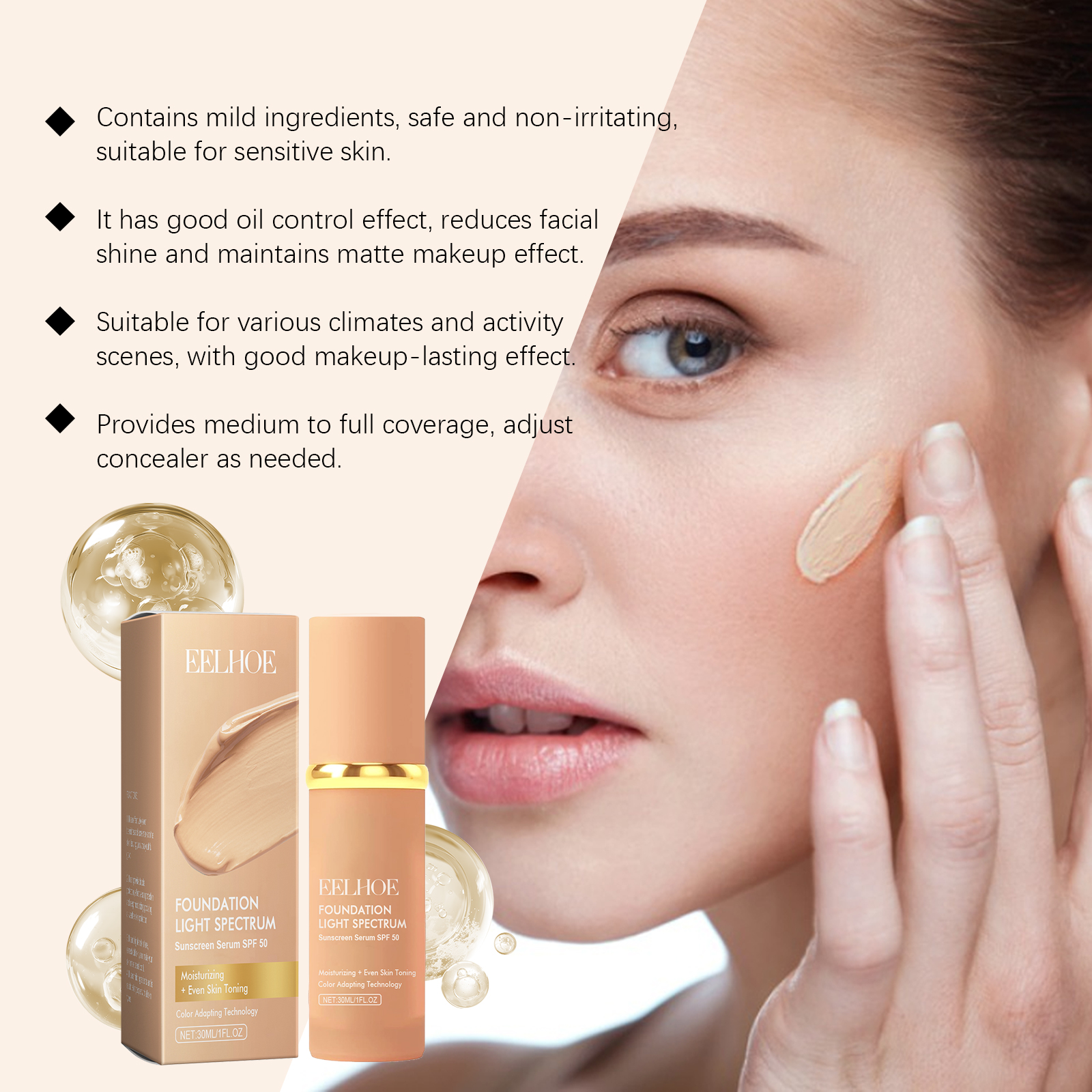 Concealing Temperature Changing Foundation Concealing Moisturizing Youthful Radiance Non Grayish Hydrating Facial Makeup